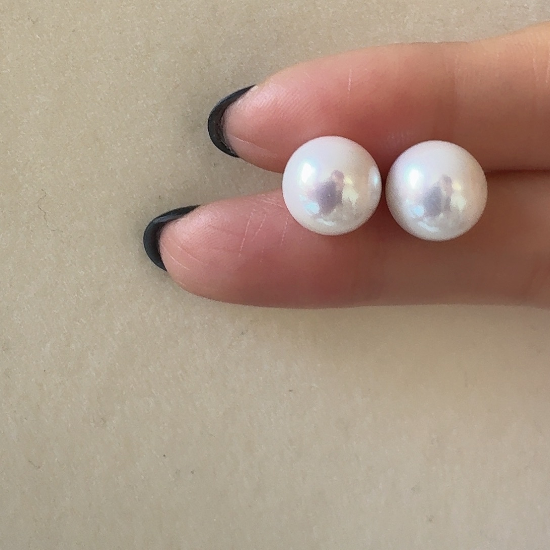 18K金镶嵌耳饰淡水珍珠10-11mm