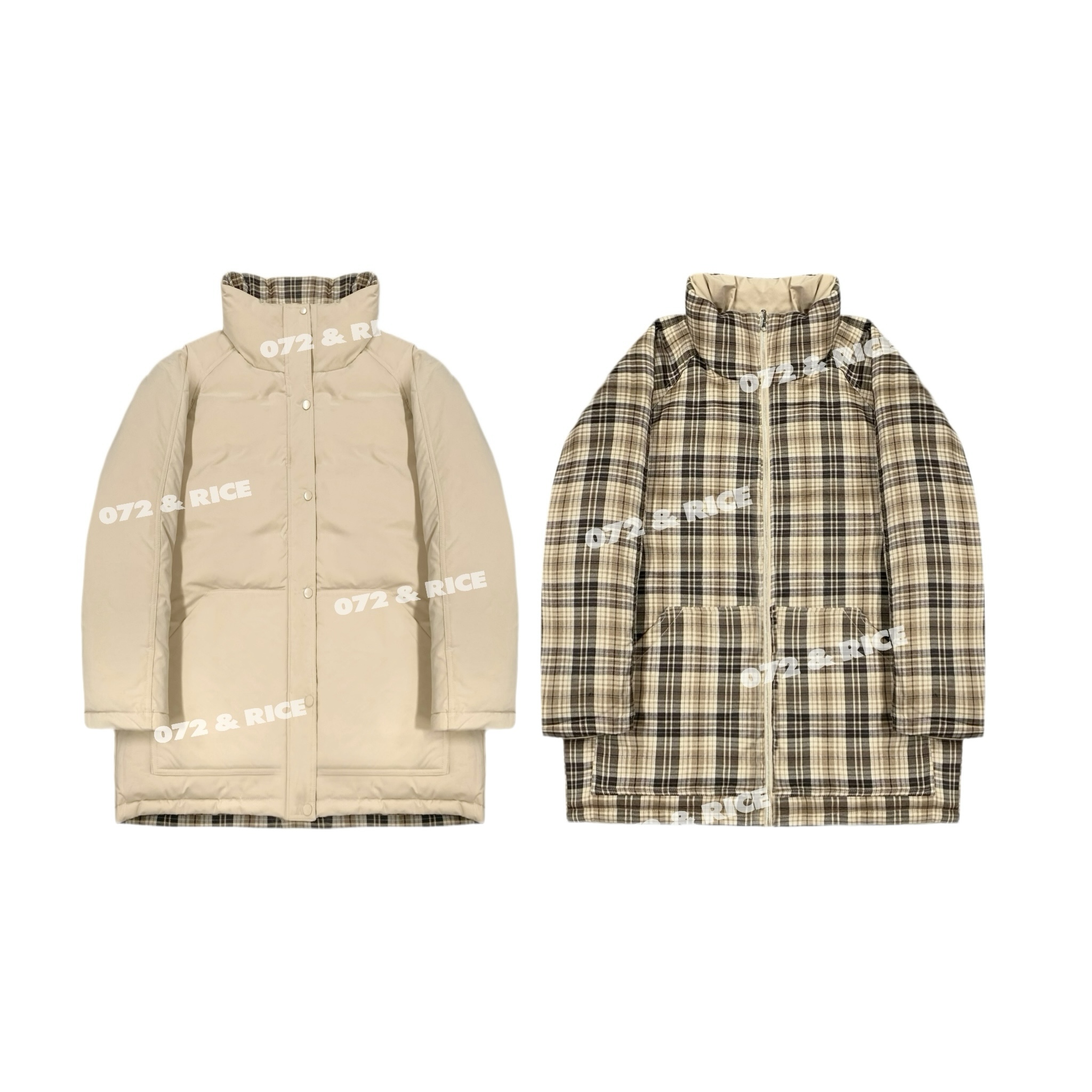 072 & RICE【达尔文】秋冬立领两面穿长袖棉服外套 N-31NF01