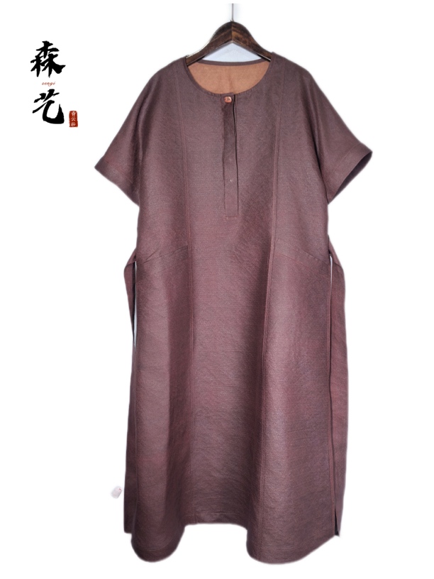 森艺-万德-红云纱万字纹莨纱连衣裙