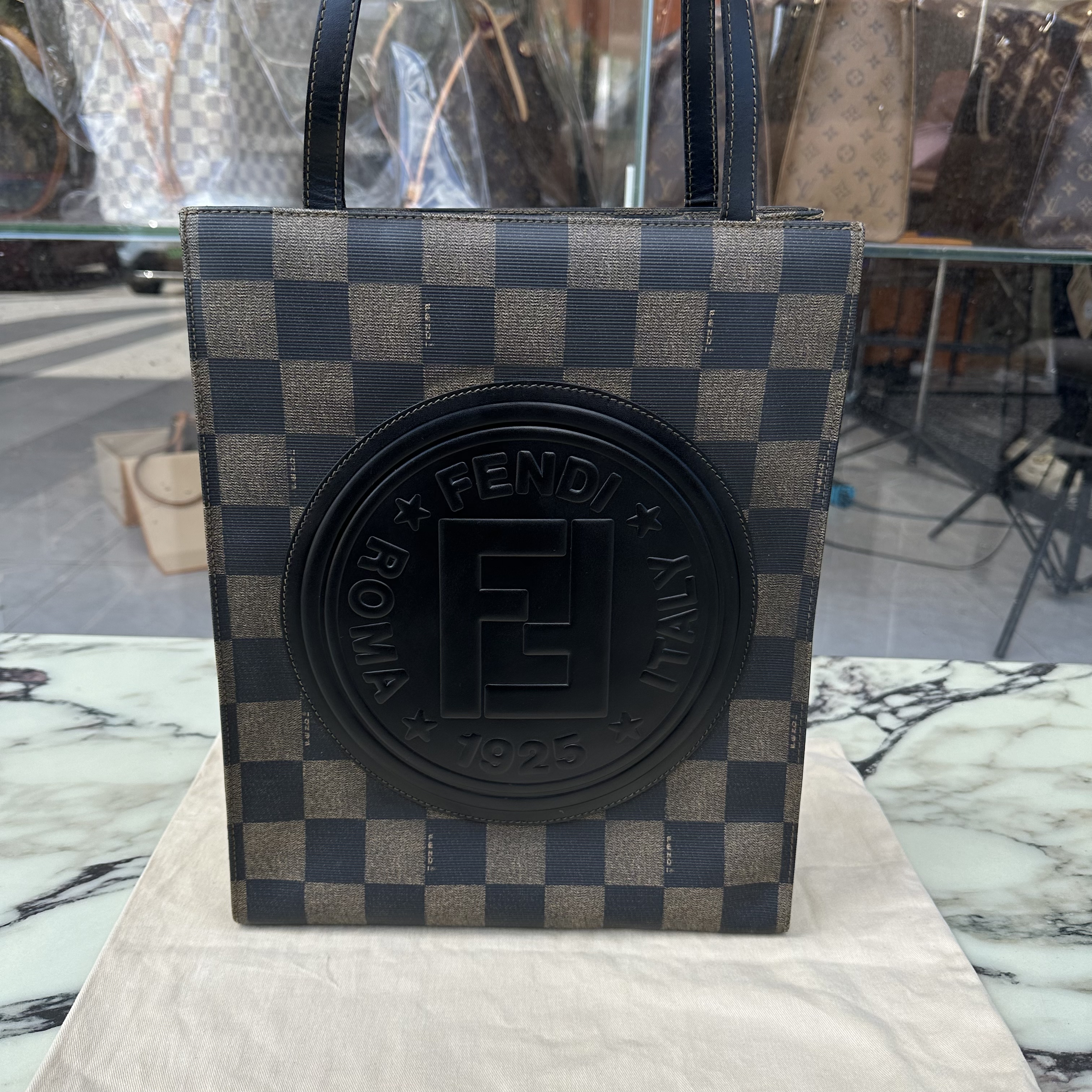 99新 FENDI/芬迪 中古老花大logo托特包/97新大容量