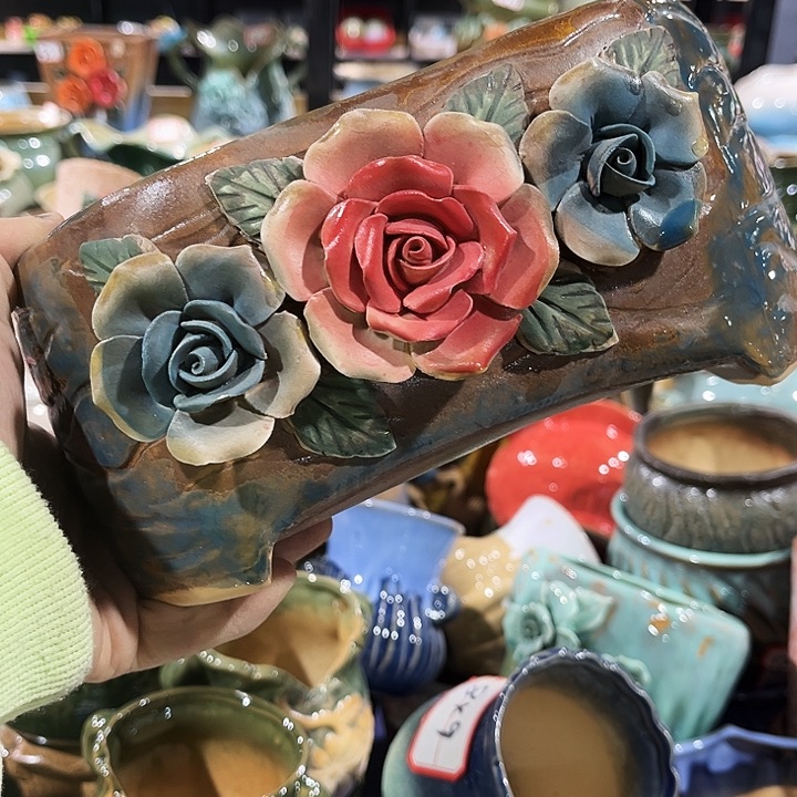 瓷片花盆多肉植物艺术品