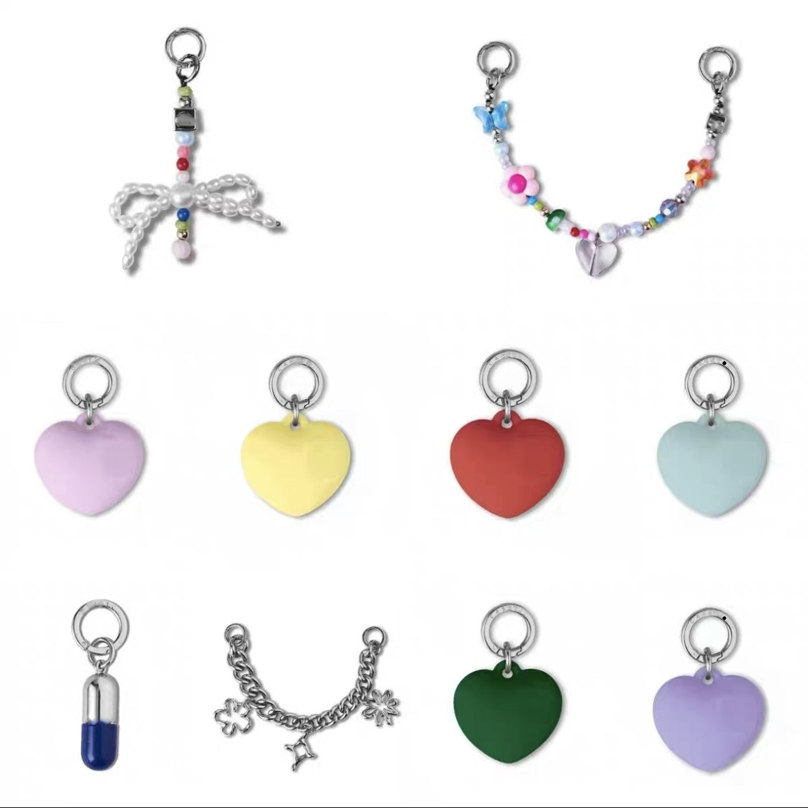 【C家挂饰】腕带短款砰砰粉色爱心手机链配饰钥匙扣圈防丢