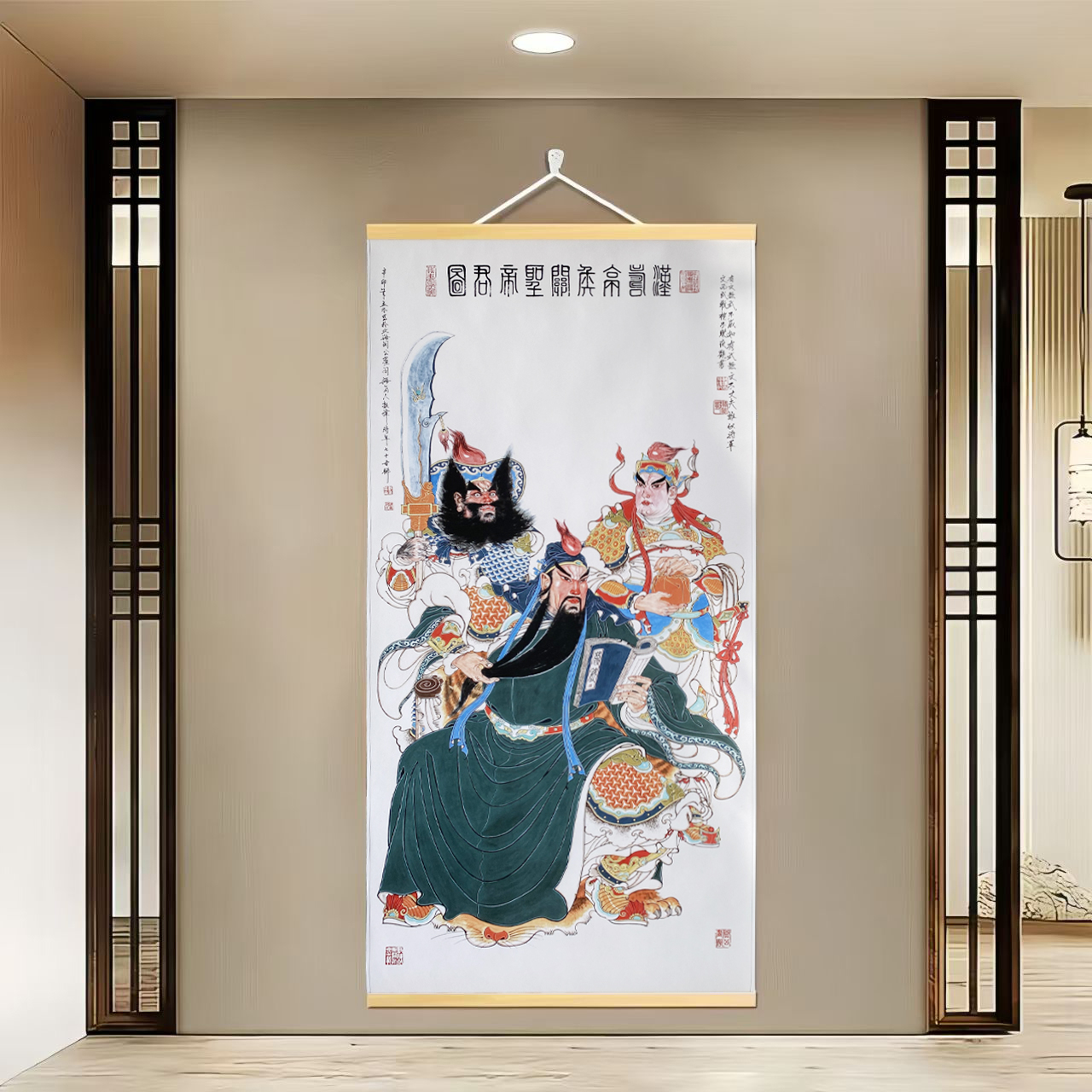 [519忠义关公]60x120cm现代简约挂轴装饰画办公室家居装饰画
