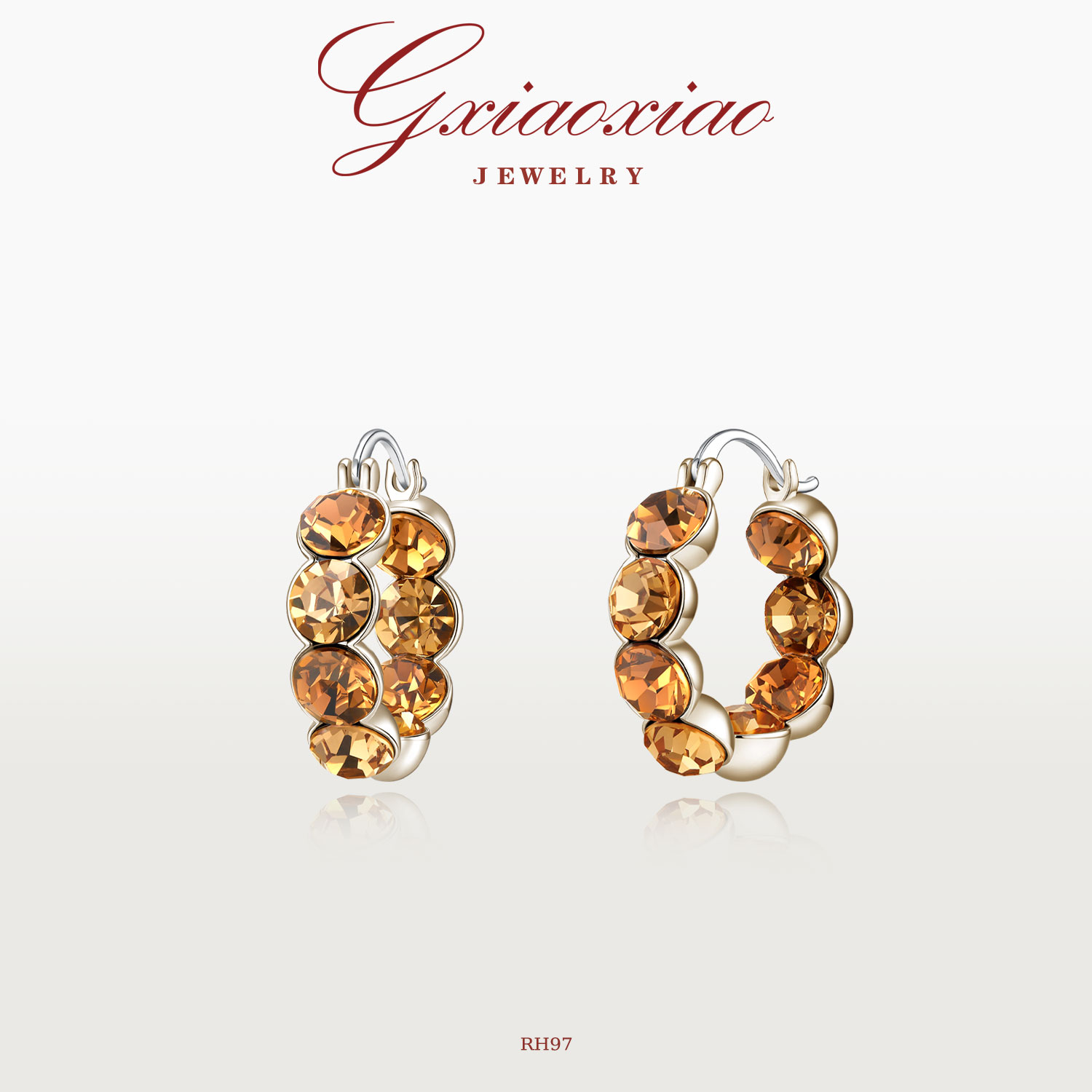 G XIAOXIAO 镀K金 流光风气质复古高级港风圆圈耳环 RH97