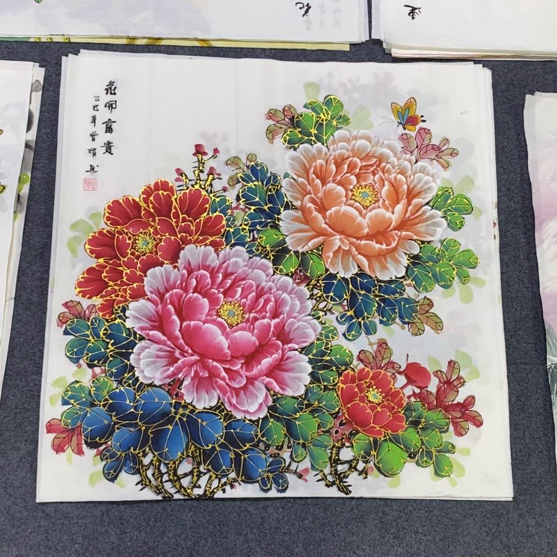 国画65✖️68金线水晶牡丹花画画画画画画画