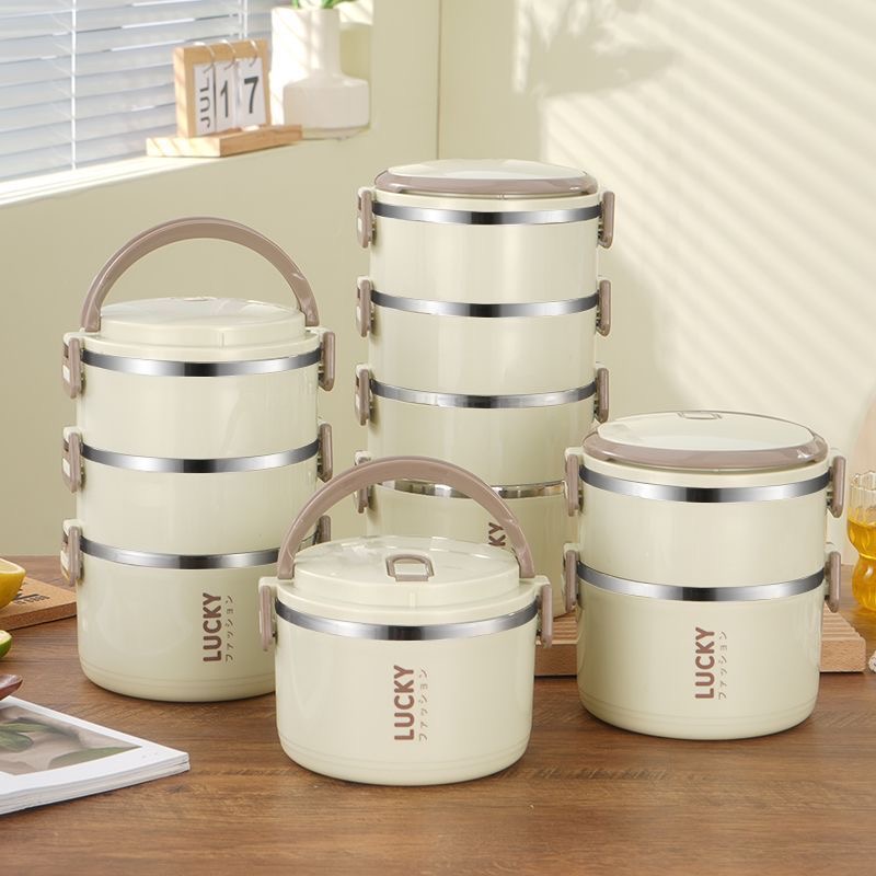 多层便当盒大容量双层不锈钢饭盒带盖上班族小学生便携密封餐盒子