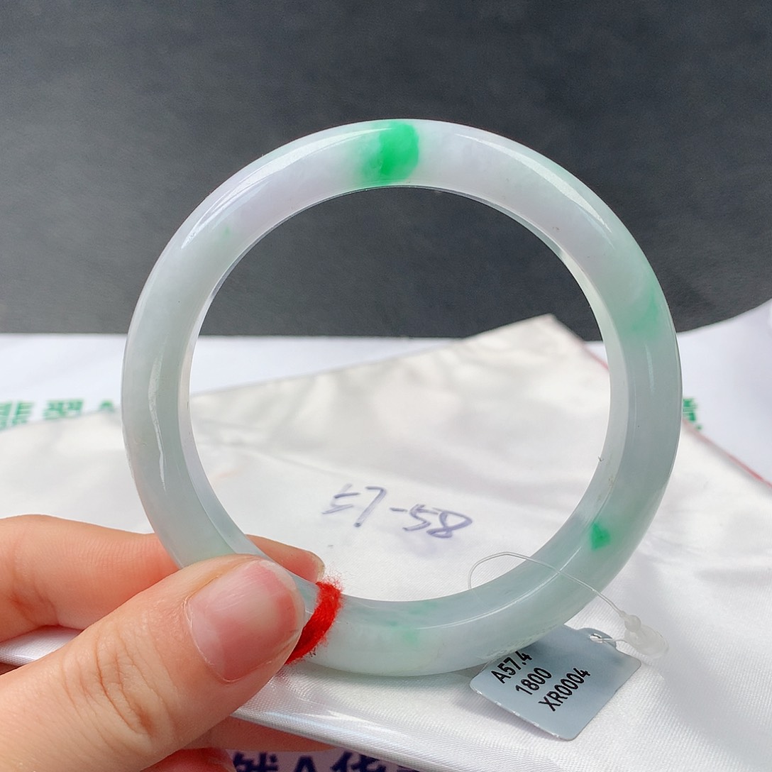 翡翠手镯未镶嵌小*贝58正圈