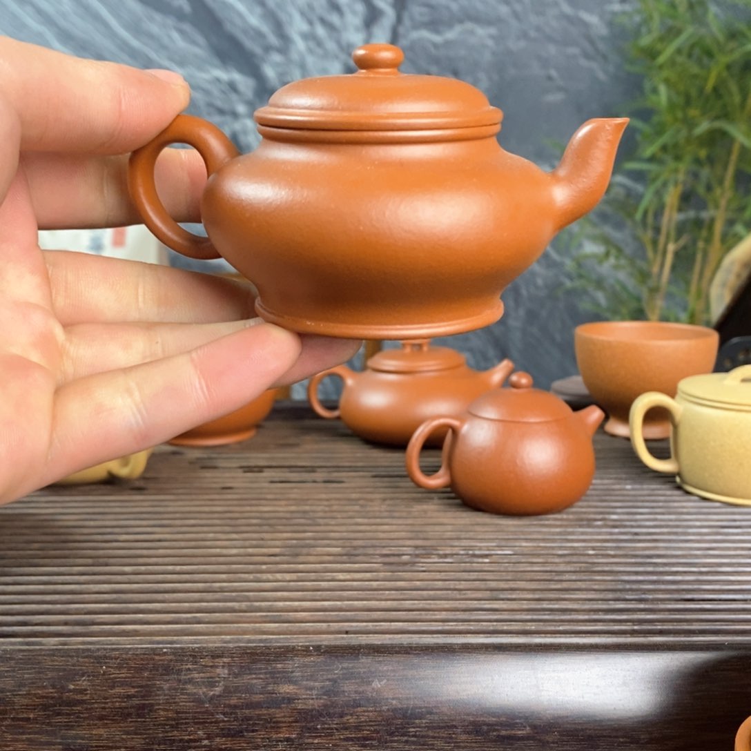 紫砂茶壶朱泥水扁