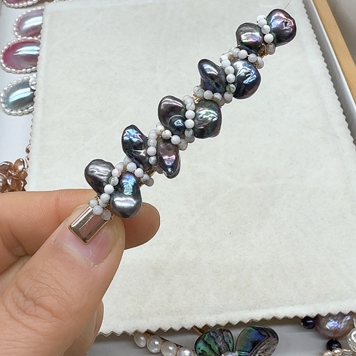 淡水珍珠发饰银S925镶嵌