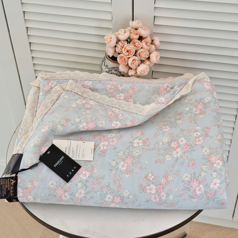 法式镂空花边A类全棉纯棉双层纱夏被双面可用空调被单人夏凉被子