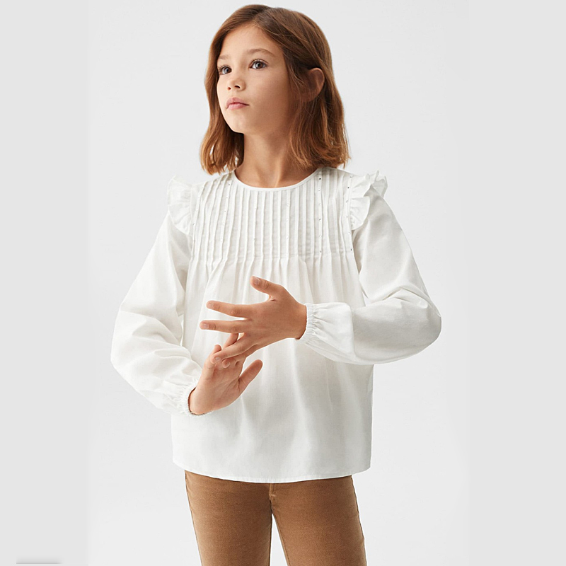 K409-K3 童装 122-164码  欧美儿童纯棉长袖衬衫女童上衣春秋外贸