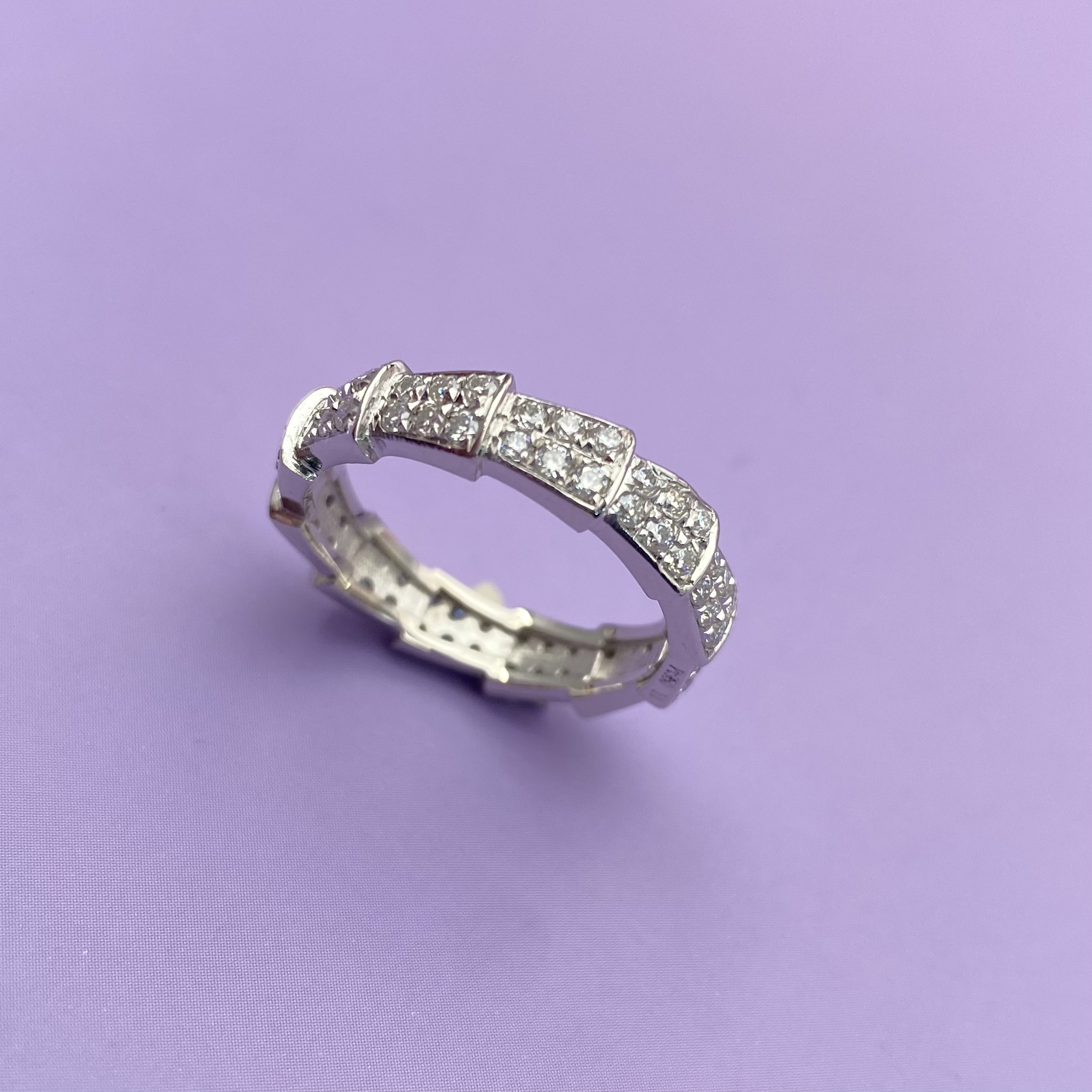 铂金pt950镶嵌莫桑蛇戒指时尚经典百搭气质轻奢闭口