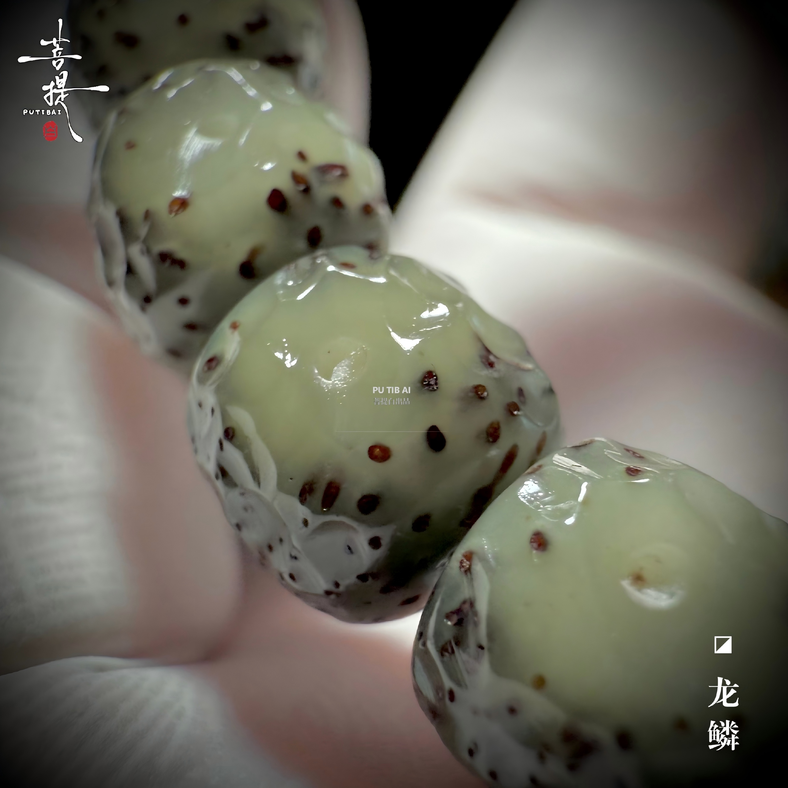 菩提白 山海·无极原生态星月手工雕龙鳞凤羽糯冰糖透男女文玩手串
