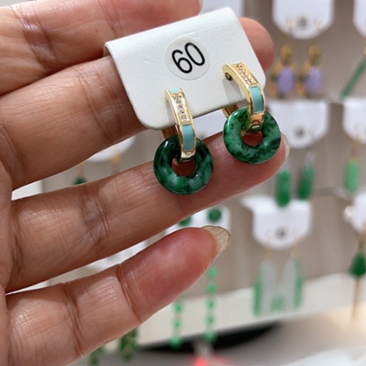 【闪购商品】翡翠耳饰银S925镶嵌翡翠耳坠