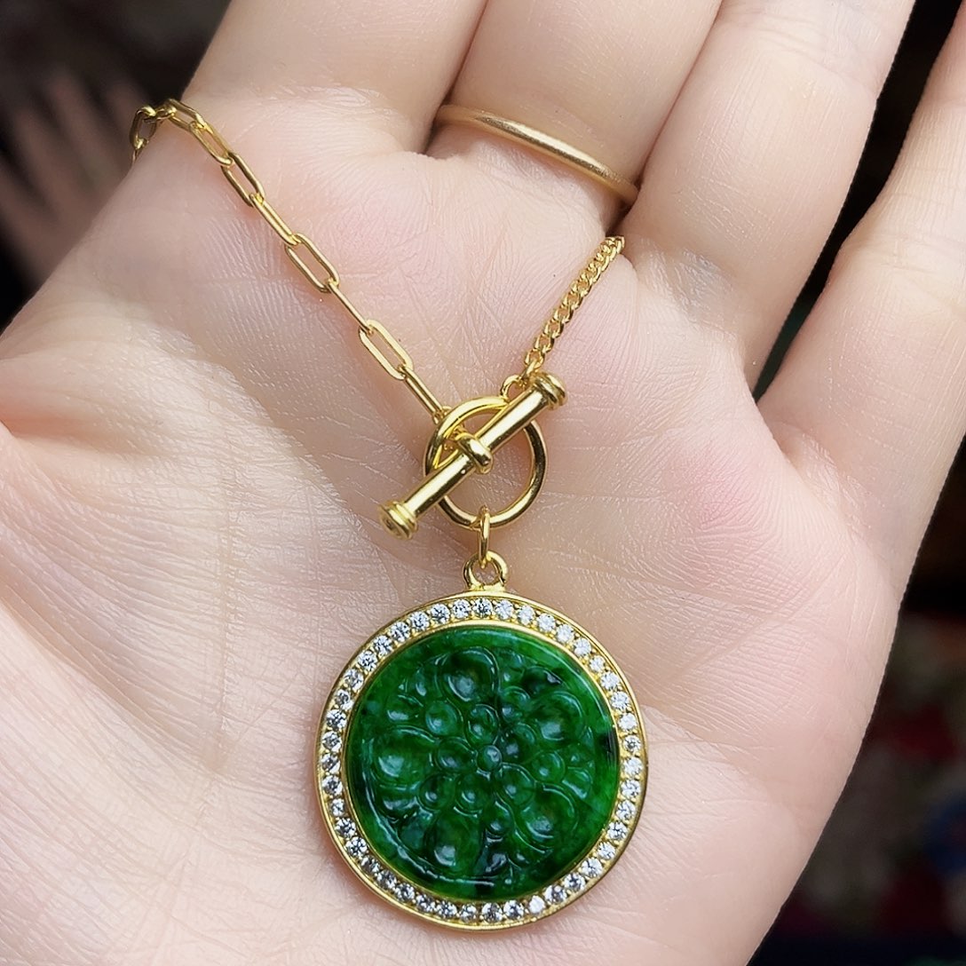 翡翠银S925镶嵌颈饰吊坠