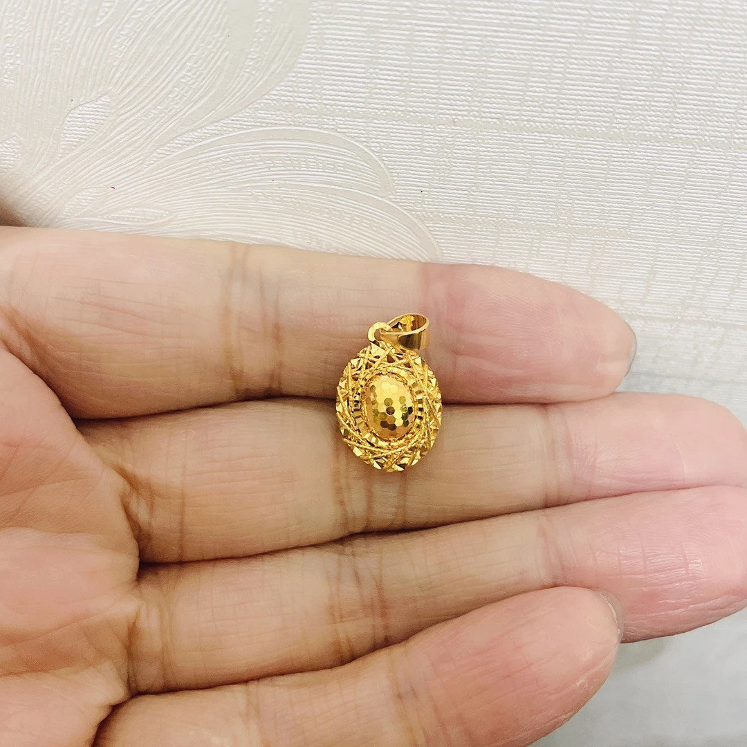 足金999花丝鱼鳞鸽子蛋吊坠仙女时尚闪亮