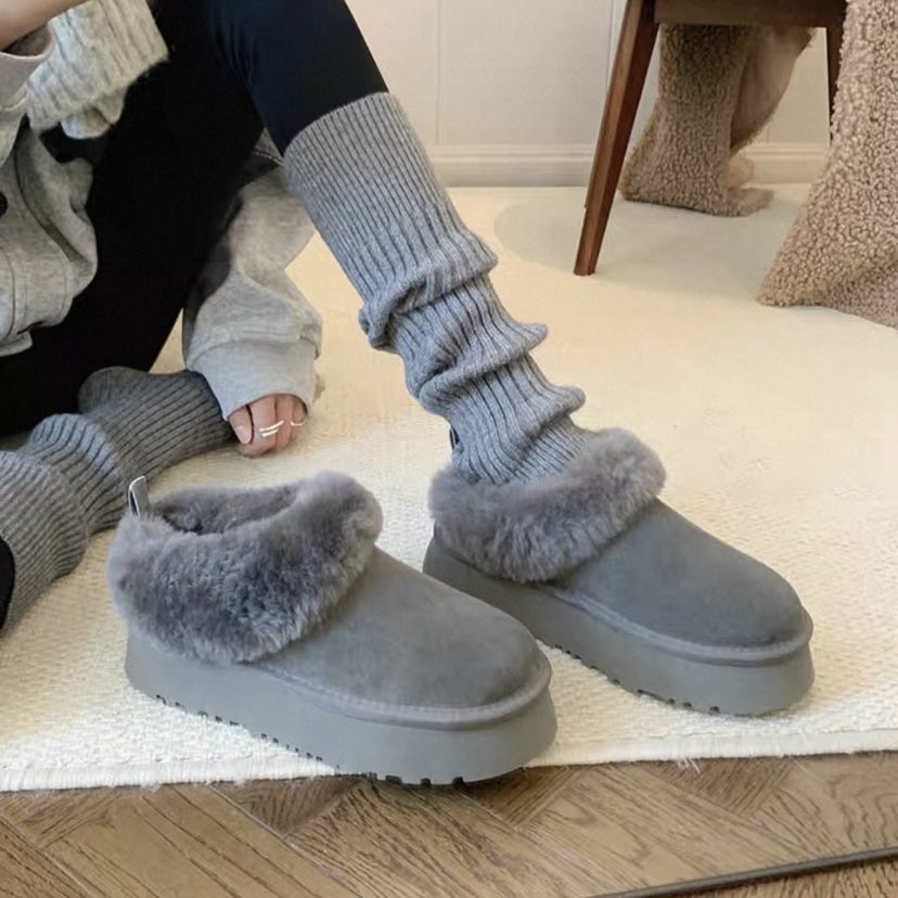 塔茨勒灰色雪地靴2025新款东北棉鞋女鞋毛毛加绒加厚