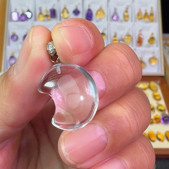 银S925镶嵌水晶颈饰吊坠