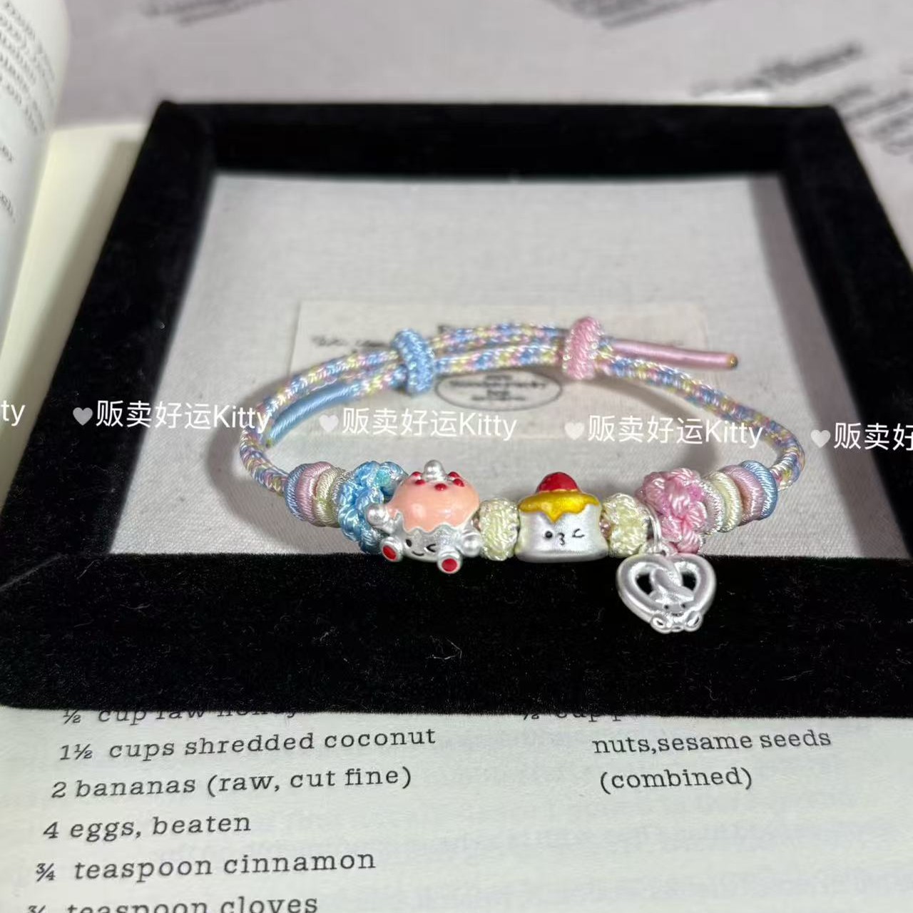 足银手链 纯银足银999生日蛋糕烤漆幸运星送闺蜜小众百搭编织手链