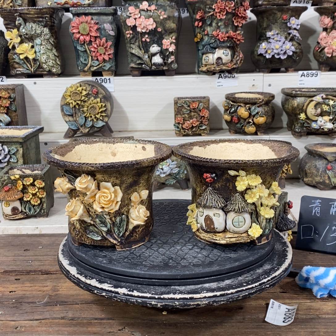 红陶青藤花器多肉花盆