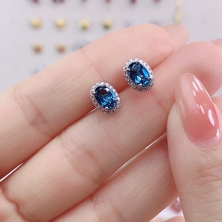 托帕石耳饰银S925镶嵌