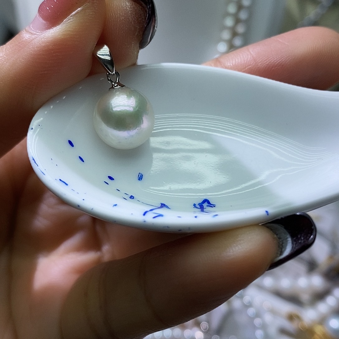 淡水珍珠耳钉银S925镶嵌