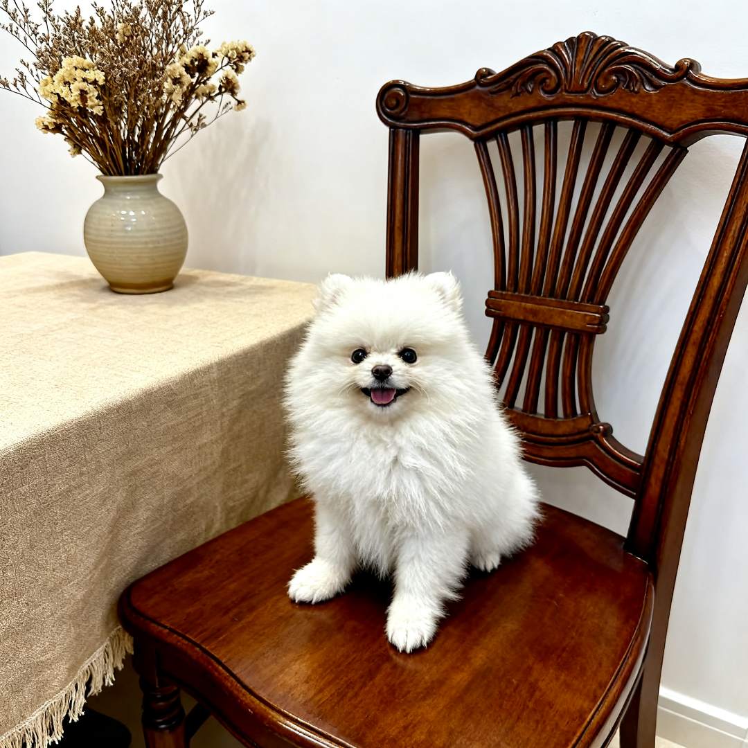 博美幼犬幼崽迷你白色家养可爱袖珍犬超小小活物网红狗茶杯犬圆脸