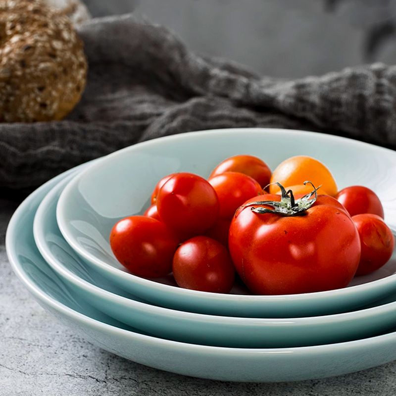 高档景德镇陶瓷餐具中式菜盘青瓷斗笠盘小炒盘私房菜家用酒店餐具