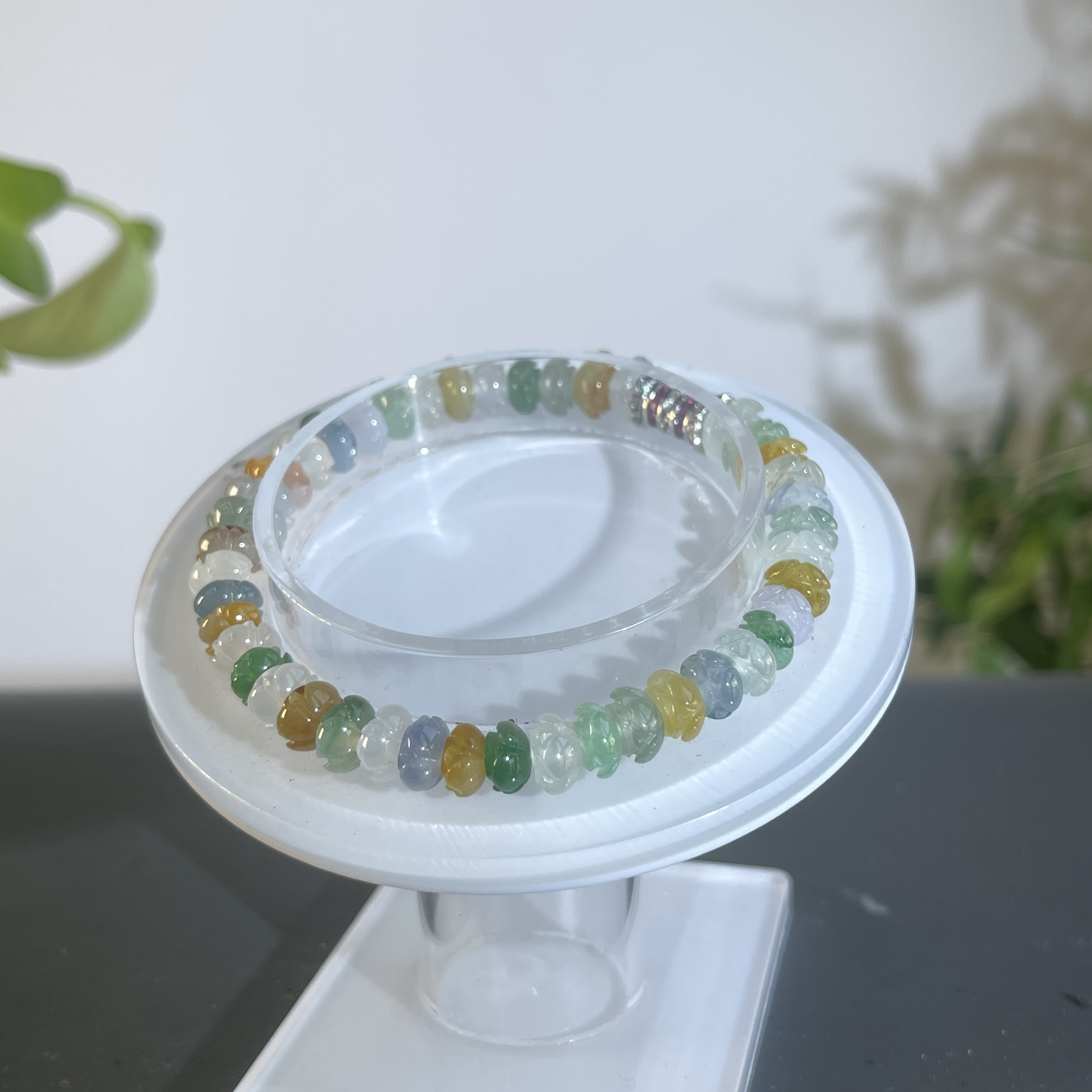 JTB08-118  天然缅甸A货翡翠 莲花手串（含配饰）