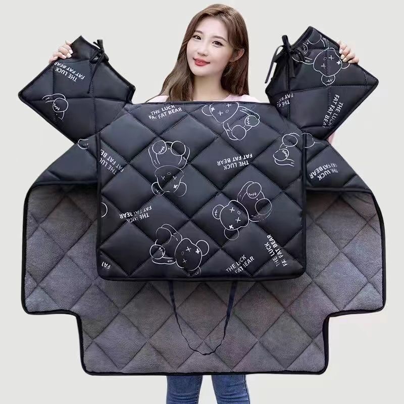 冬季电动车挡风被加绒加厚加大防寒防水挡风罩保暖电瓶车冬护膝被