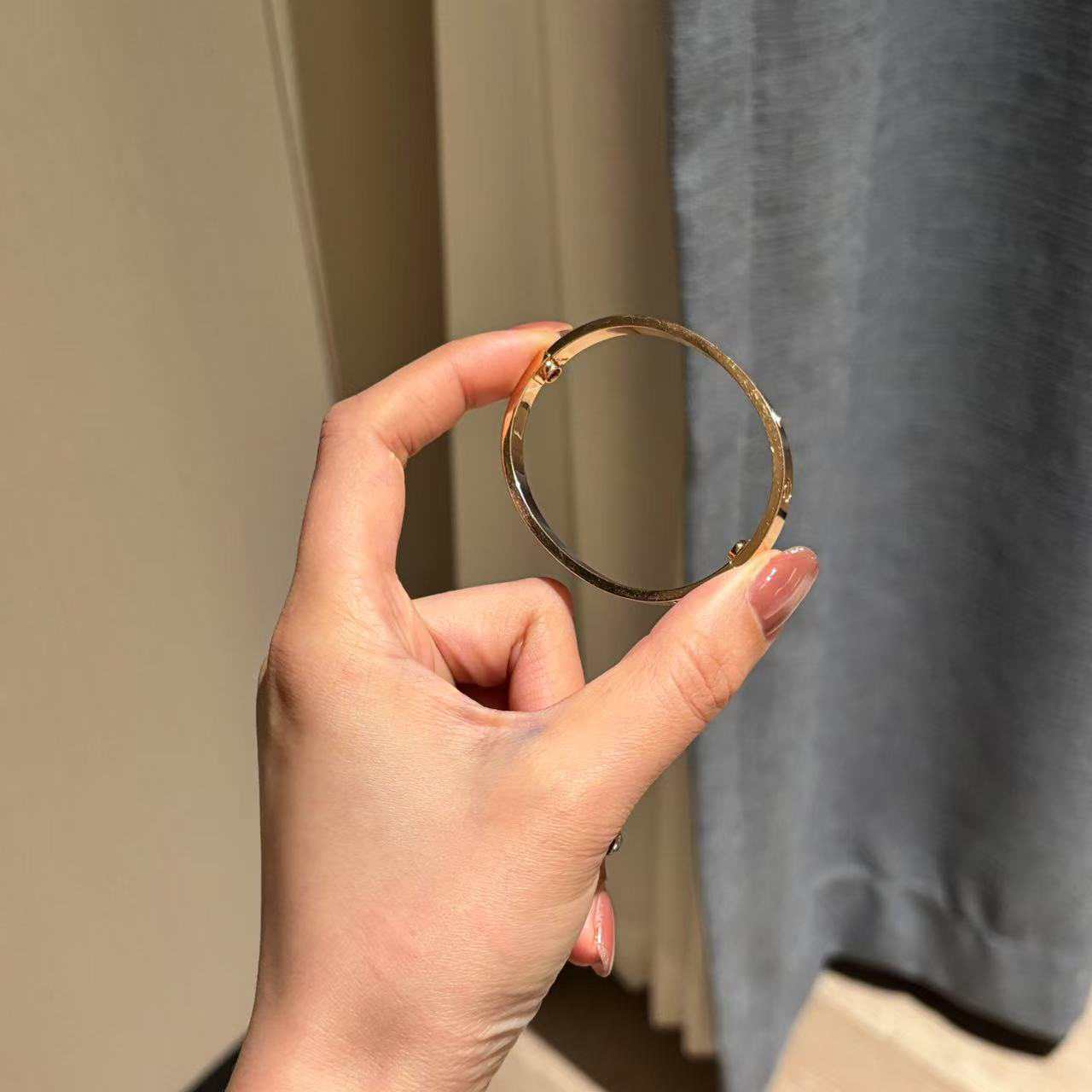 合金手镯 PP.【宽版】简约无砖手镯(佩戴找客服)玫瑰金色
