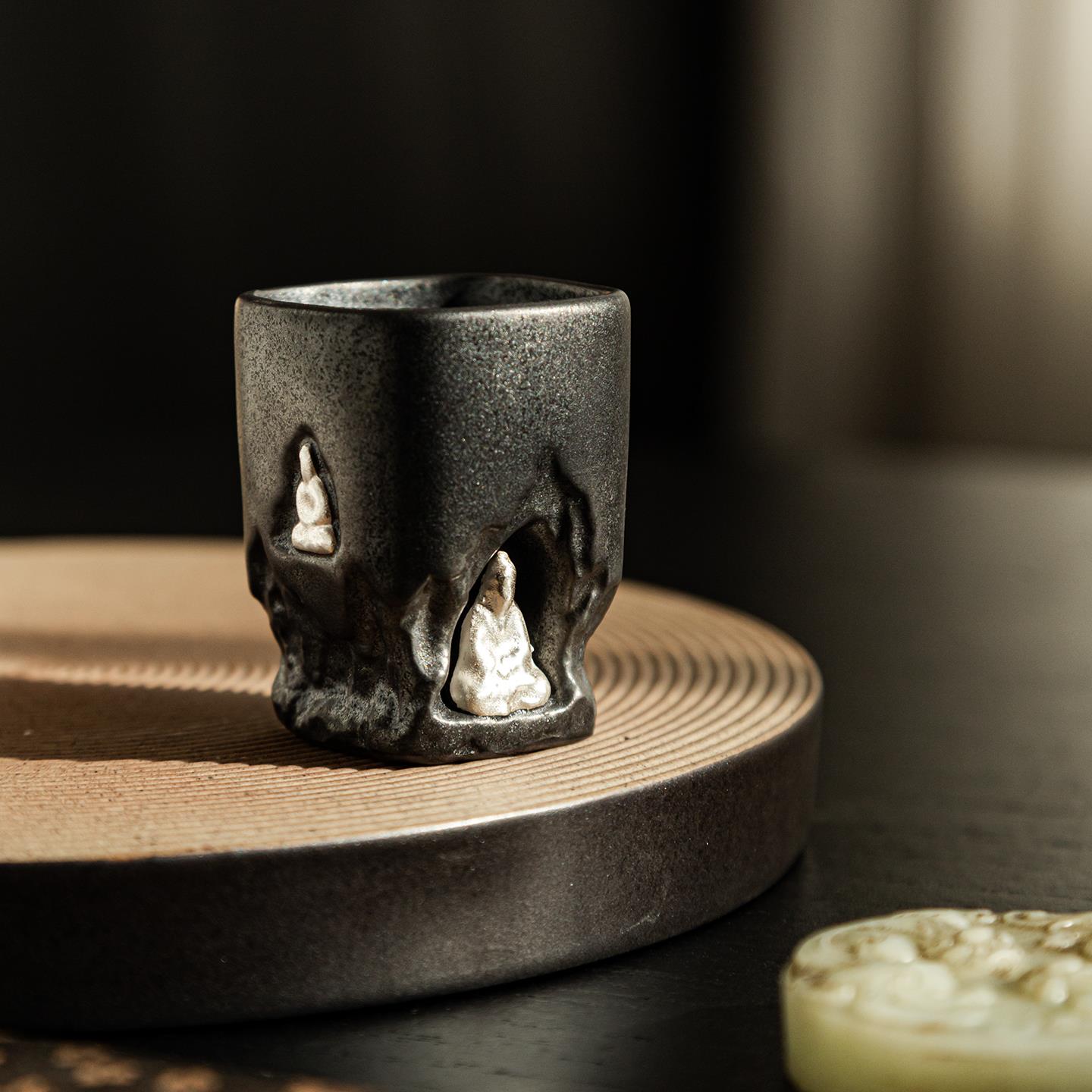 【嘉措甄选】从拾 高端志野柴烧敦煌壁画茶杯景德镇市纯手工主人杯