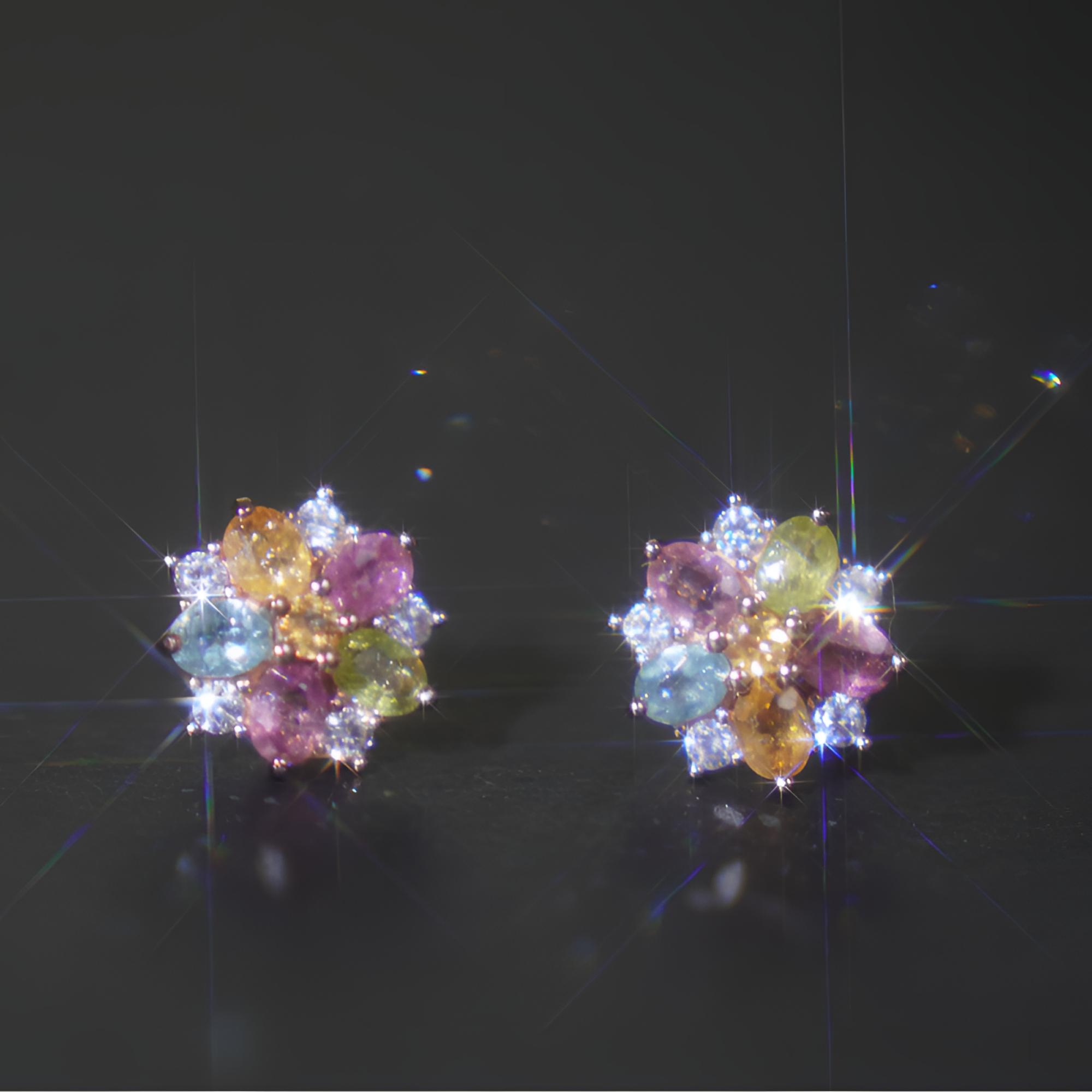 AFBXE026天然碧玺小花朵气质轻奢时尚款925银镶嵌【多样性发货】