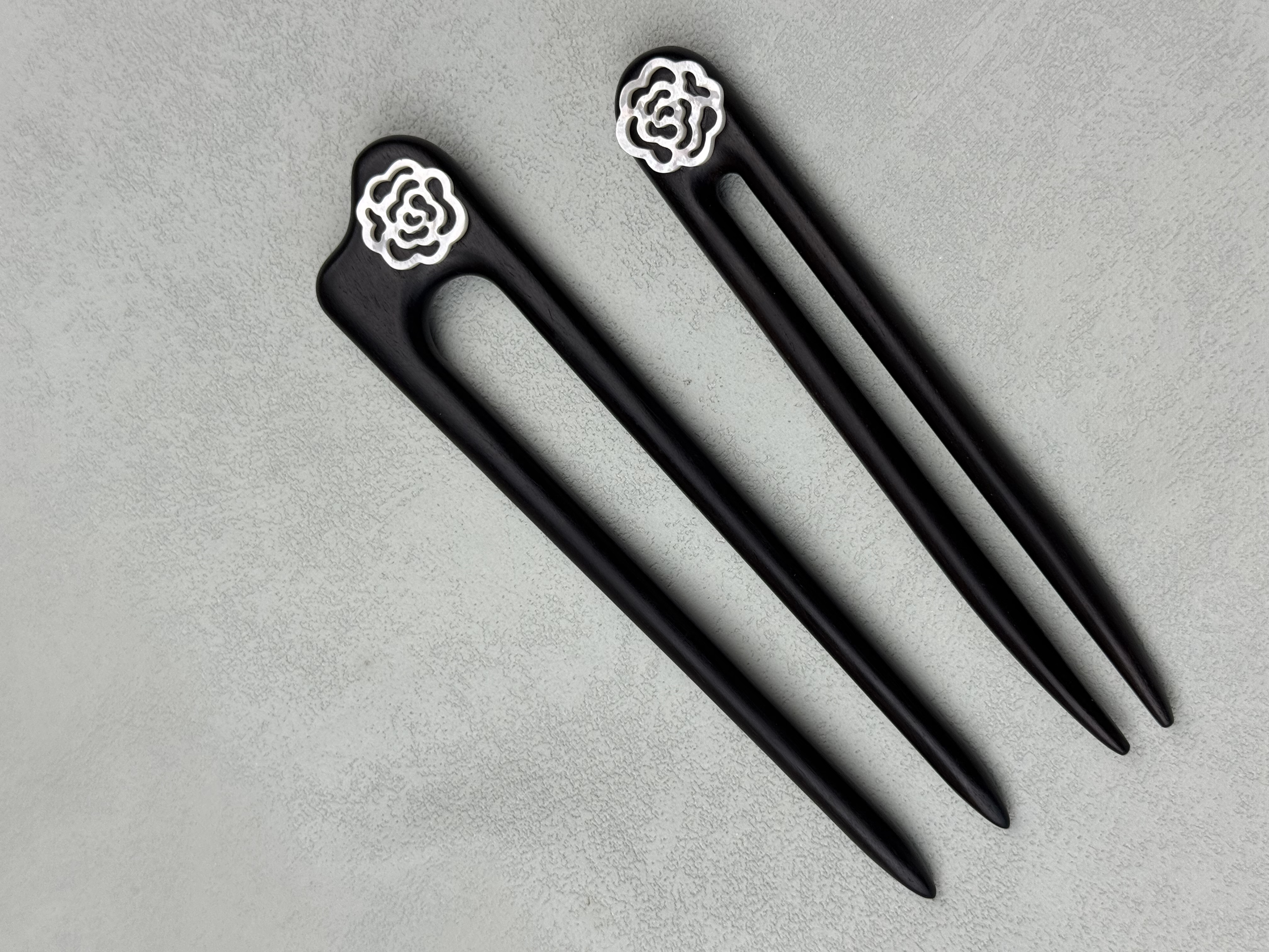 大小U簪黑檀木日常休闲极简簪子盘发