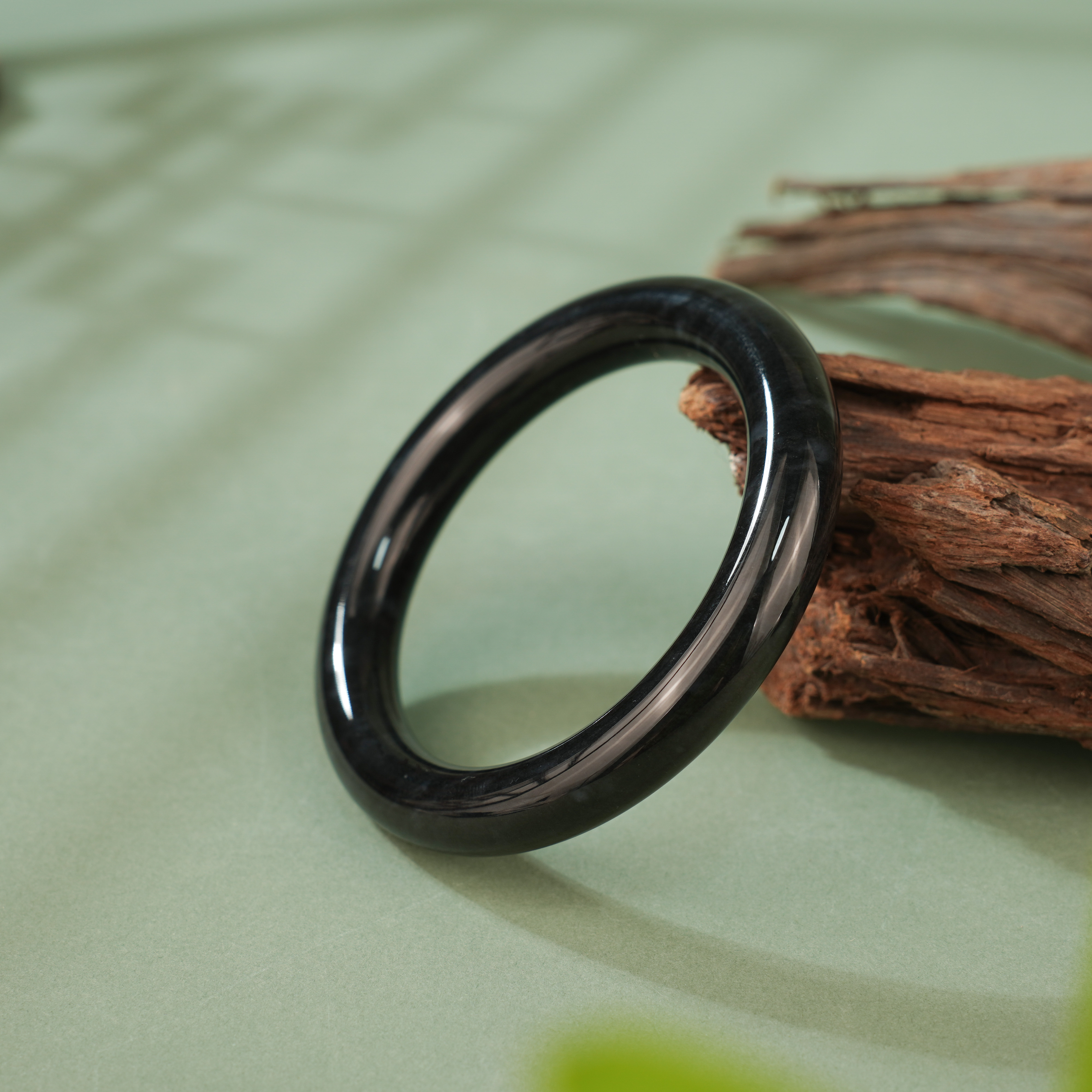 盟世玉 和田玉墨玉手镯 57.88mm