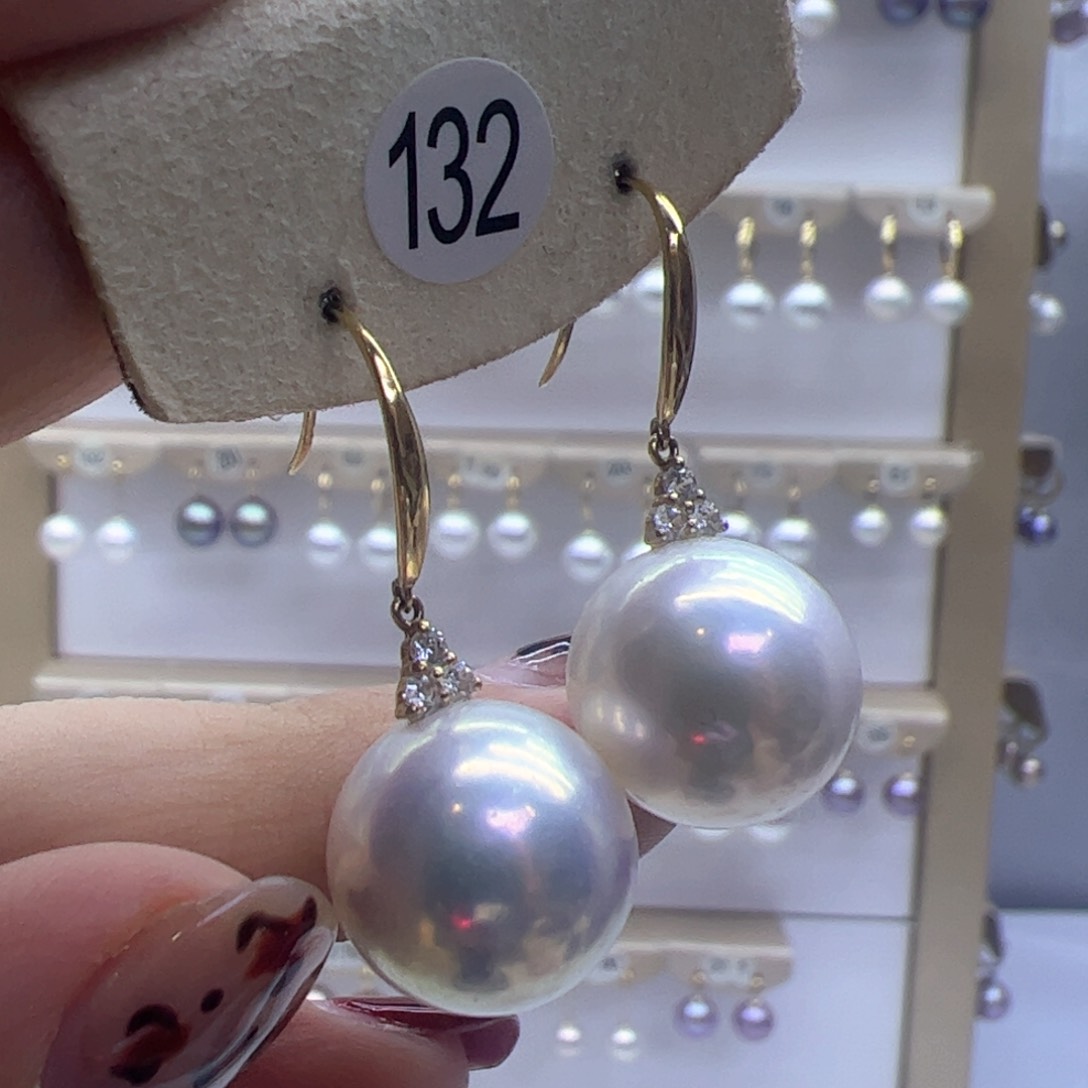 淡水珍珠耳饰18K金镶嵌