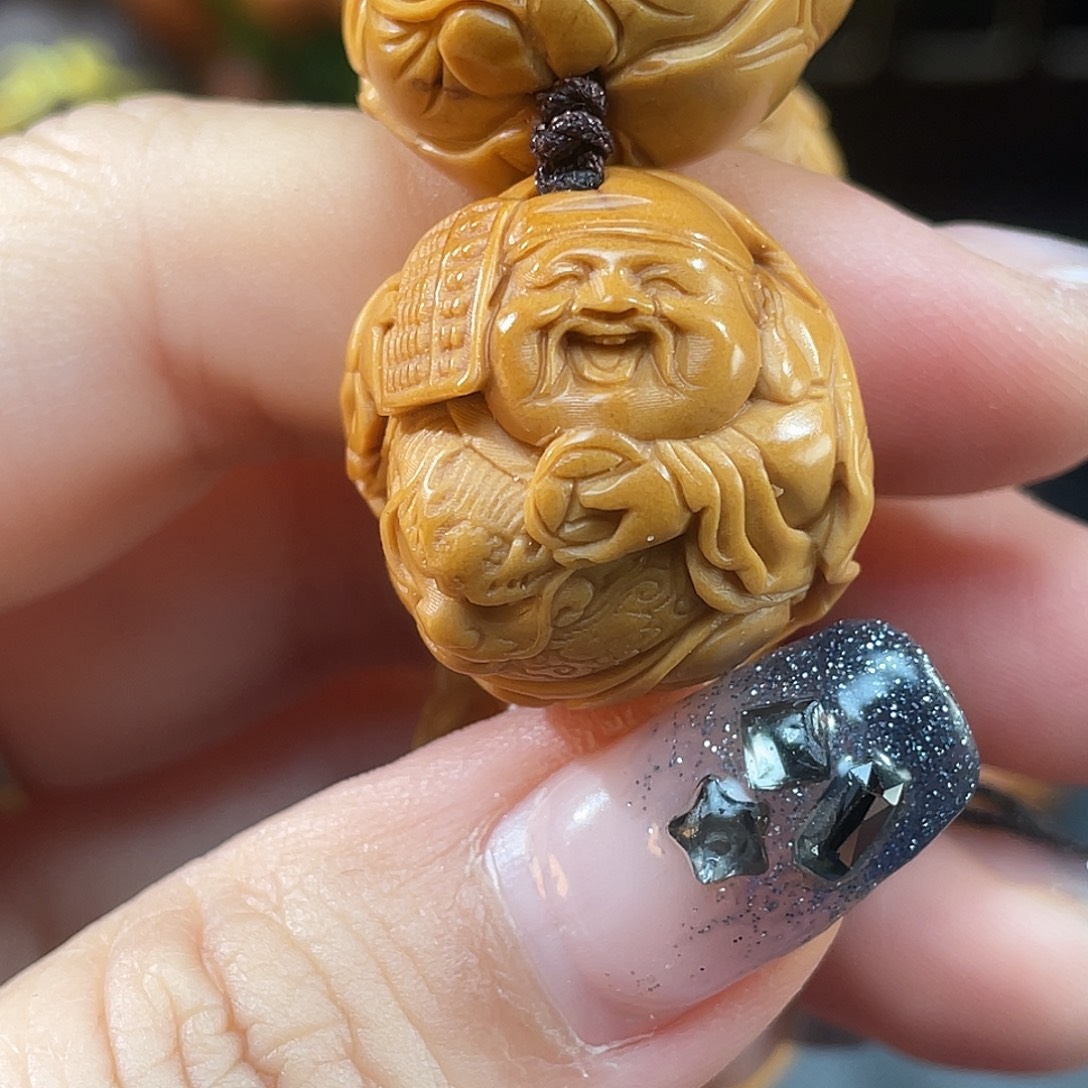 孙***！橄榄核手串/手链荷叶龙财