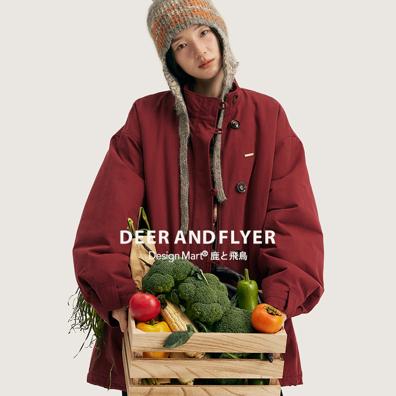 鹿与飞鸟[My Winter]节日氛围感|双色两面穿加绒仿羊羔毛棉服6457