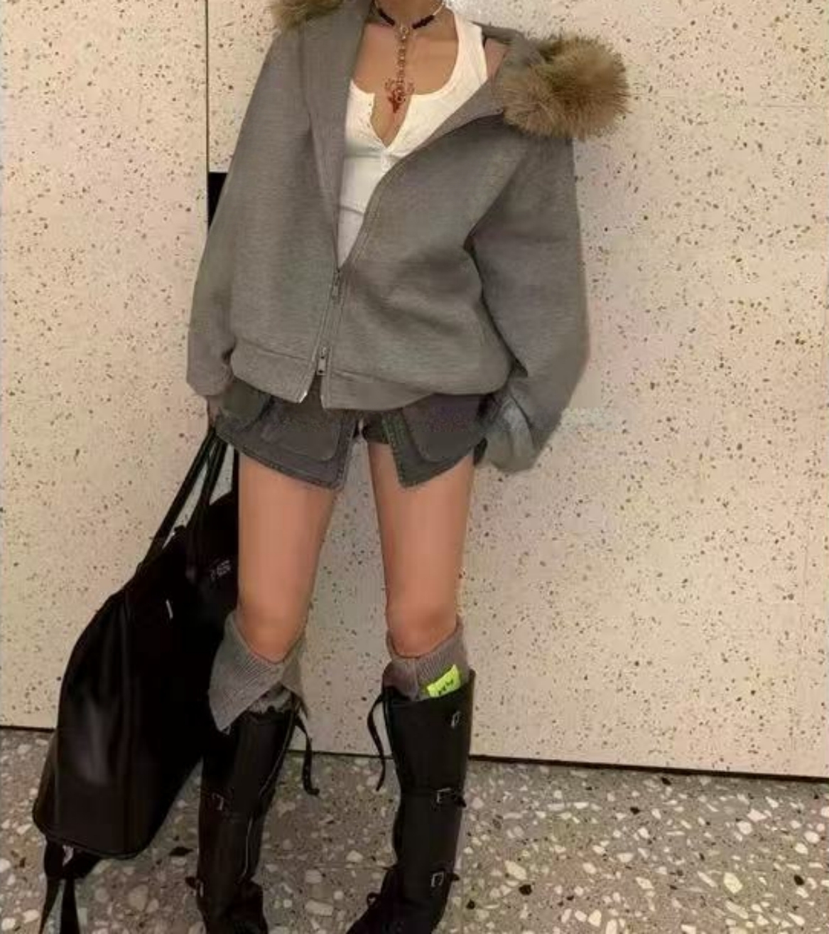 Z.X   可拆毛领加绒帽衫外套  9765（C7↓）