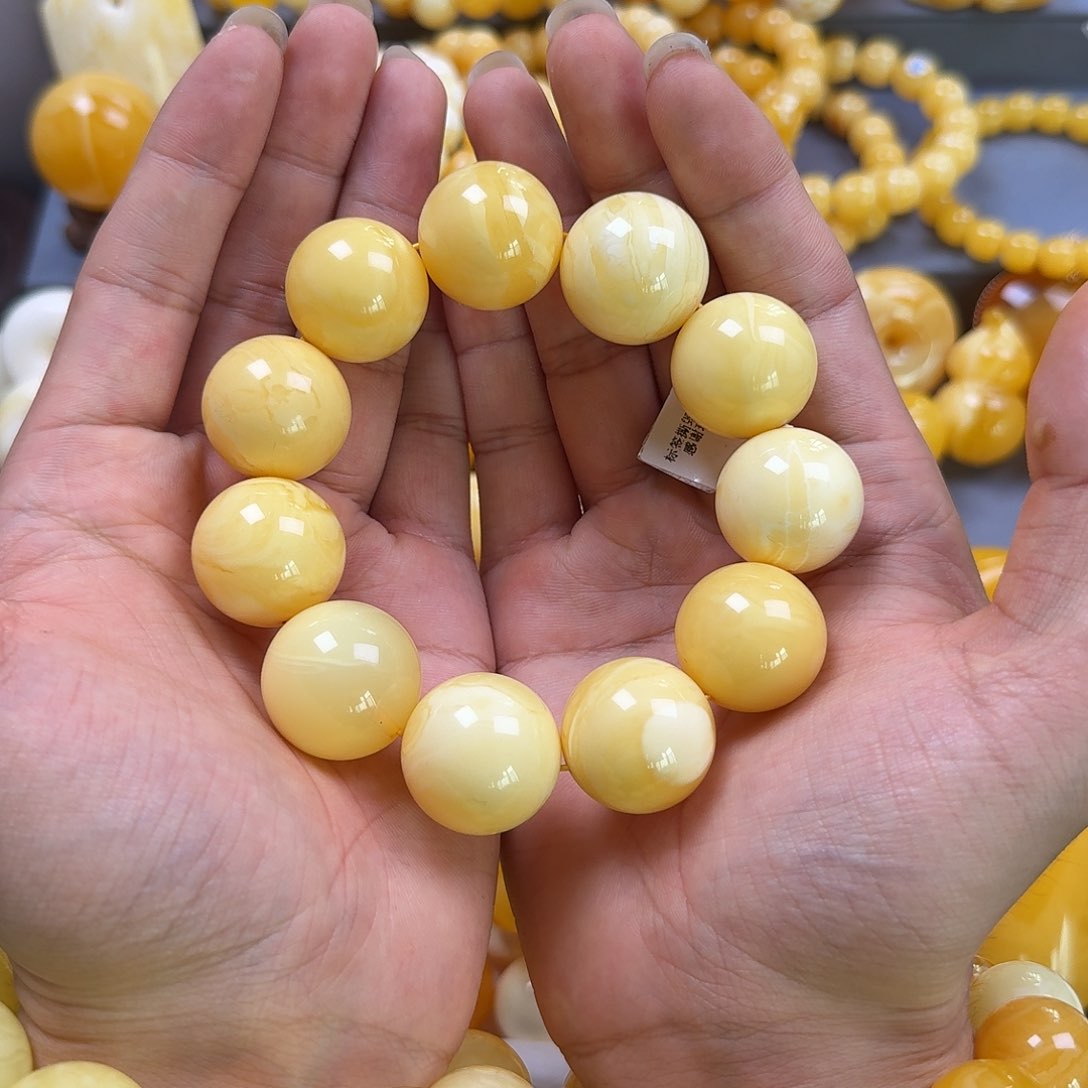 琥珀珠宝奇石未镶嵌焦皮白蜡23mm