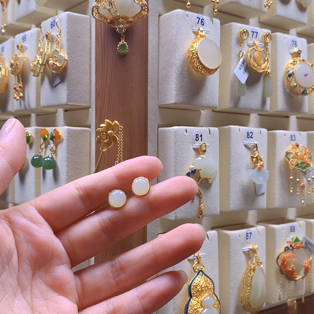 和田玉颈饰银S925镶嵌