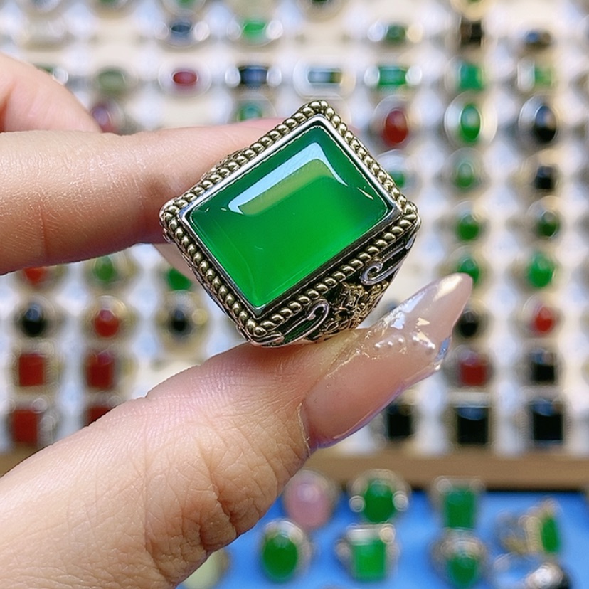 【闪购商品】玛瑙/玉髓戒指银S925镶嵌封****）