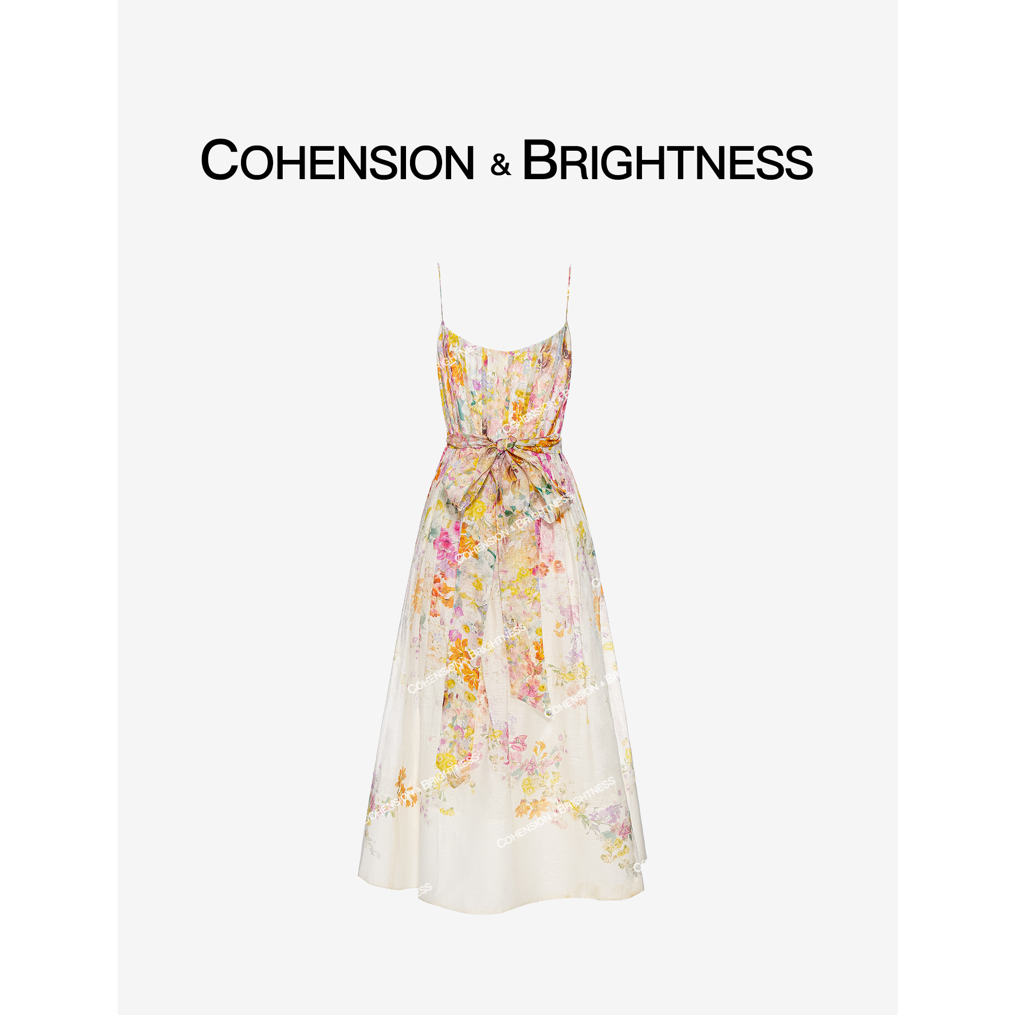 凝慧真的好【粉黛花影】春夏仙女风花卉彩色印花吊带连衣裙LR093