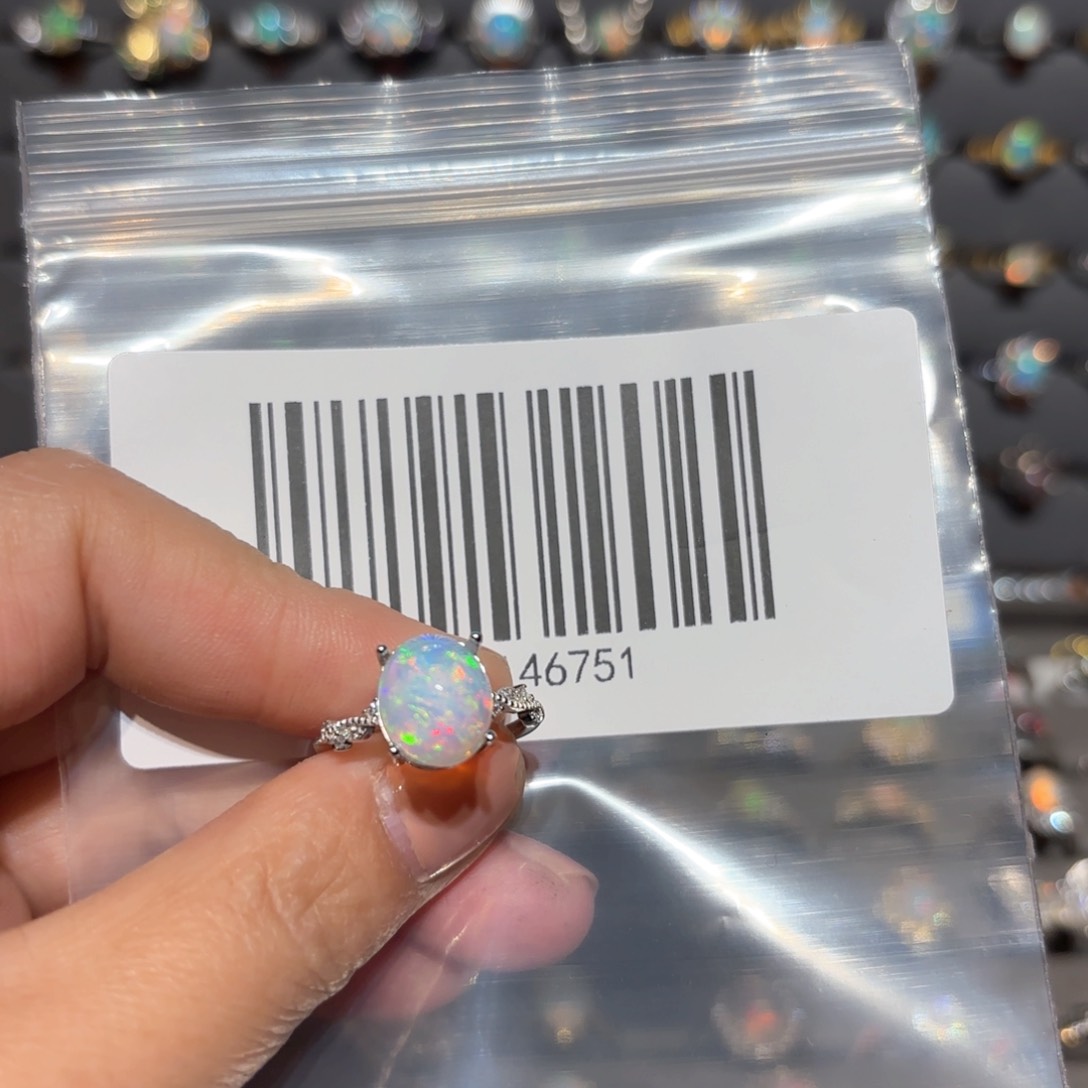 欧泊戒指银S925镶嵌开**绵