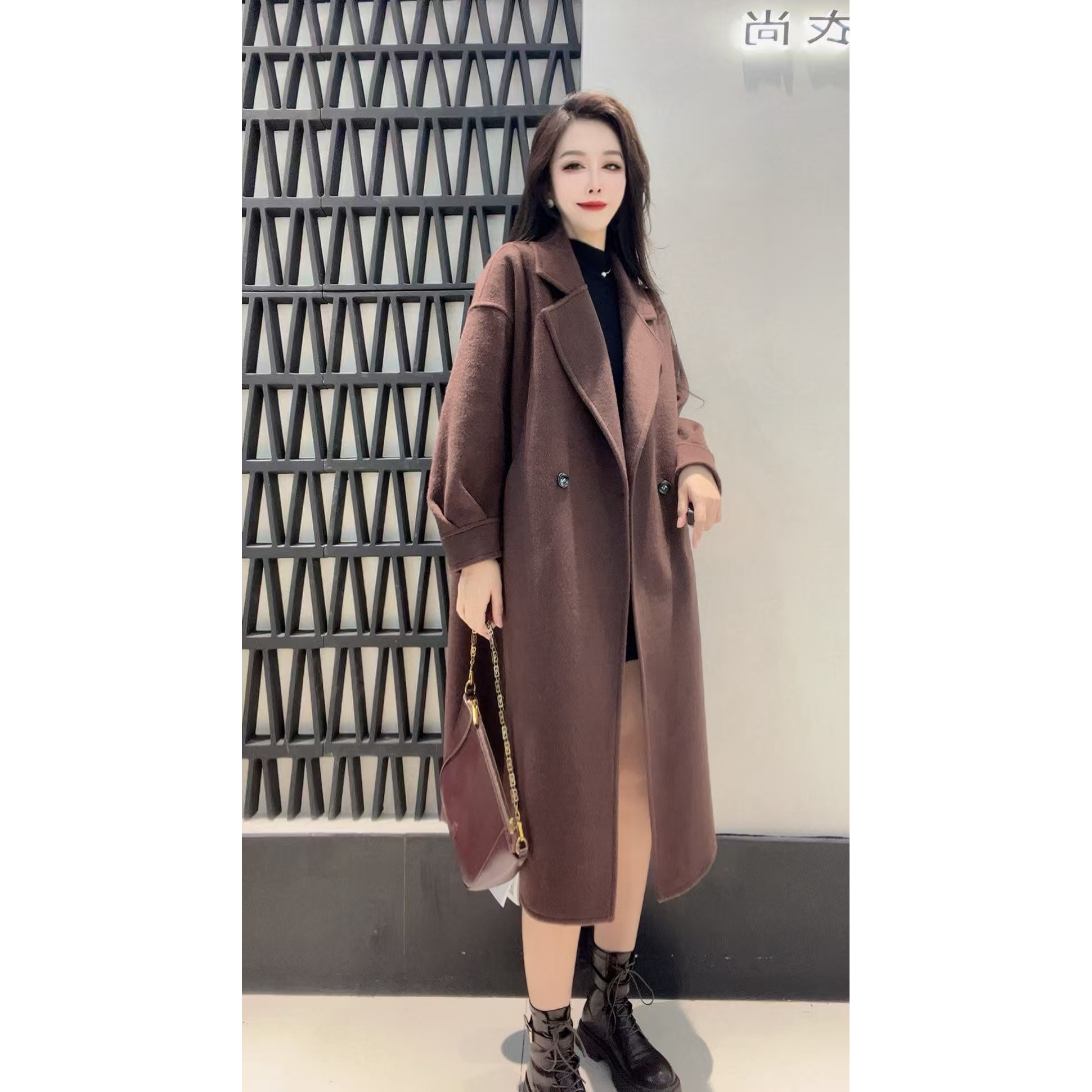 96006 春季时尚洋气中长款双面羊毛大衣 YS三楼