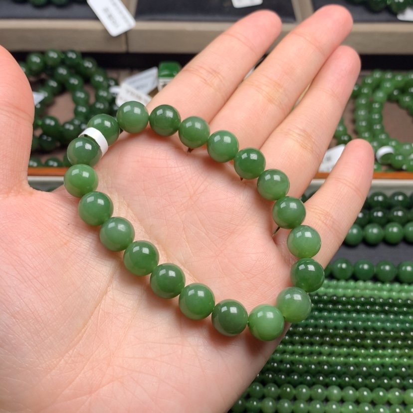 【闪购商品】和田玉（碧玉）手串未镶嵌爱***的10m m