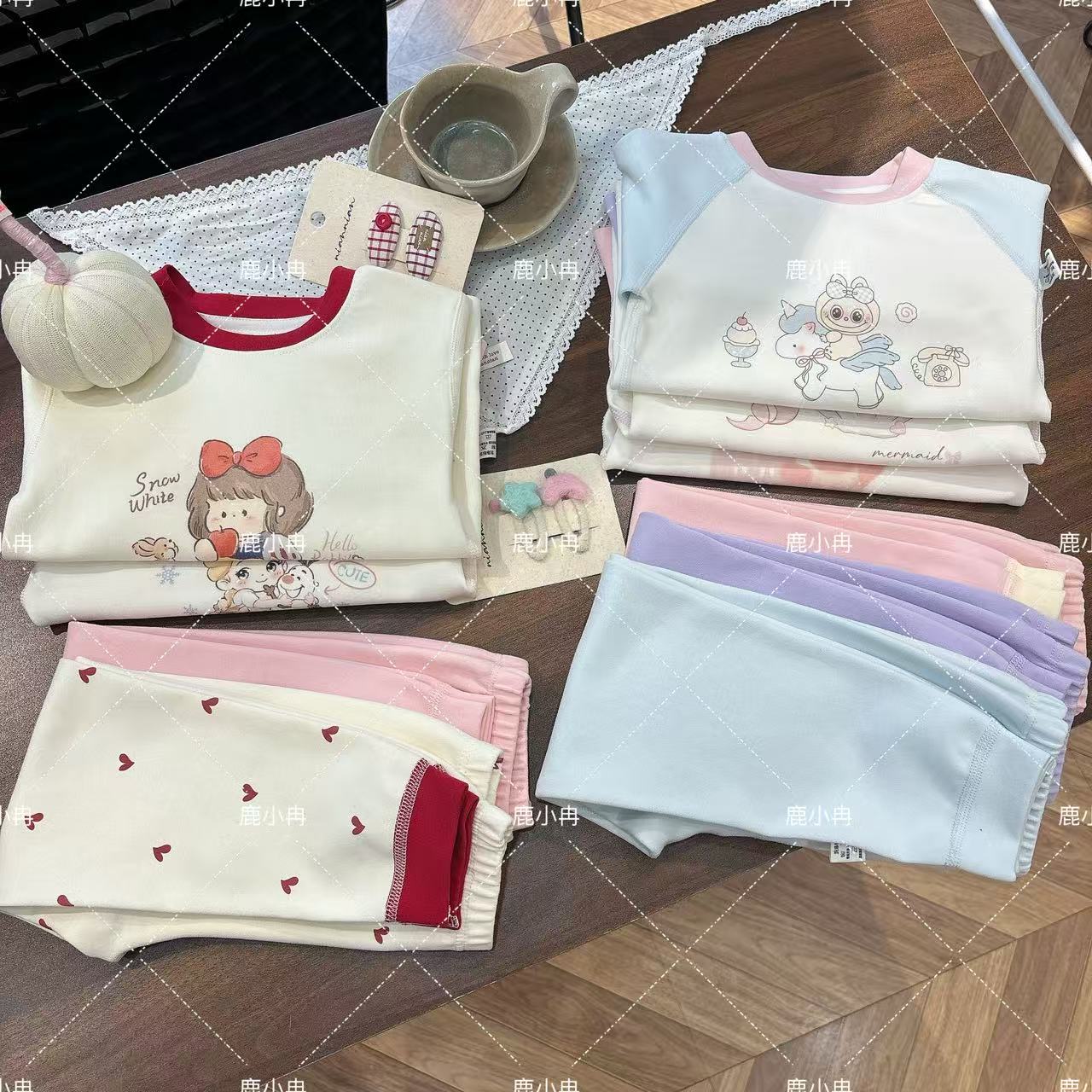 【鹿小冉】女童卡通秋冬舒绒棉加厚家居服2025儿童新款保暖衣