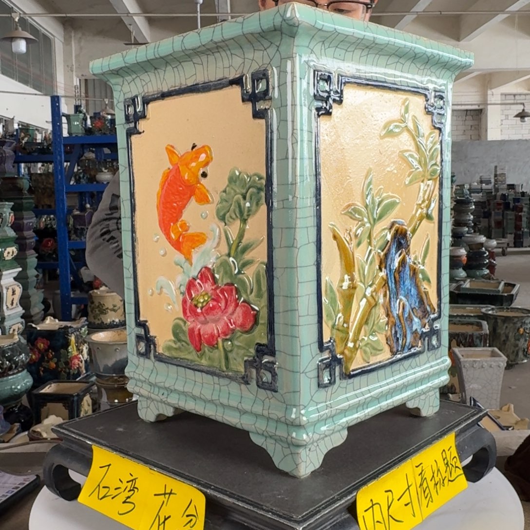 。一风堂石湾花盆 色差 轻微收缩 内20*30