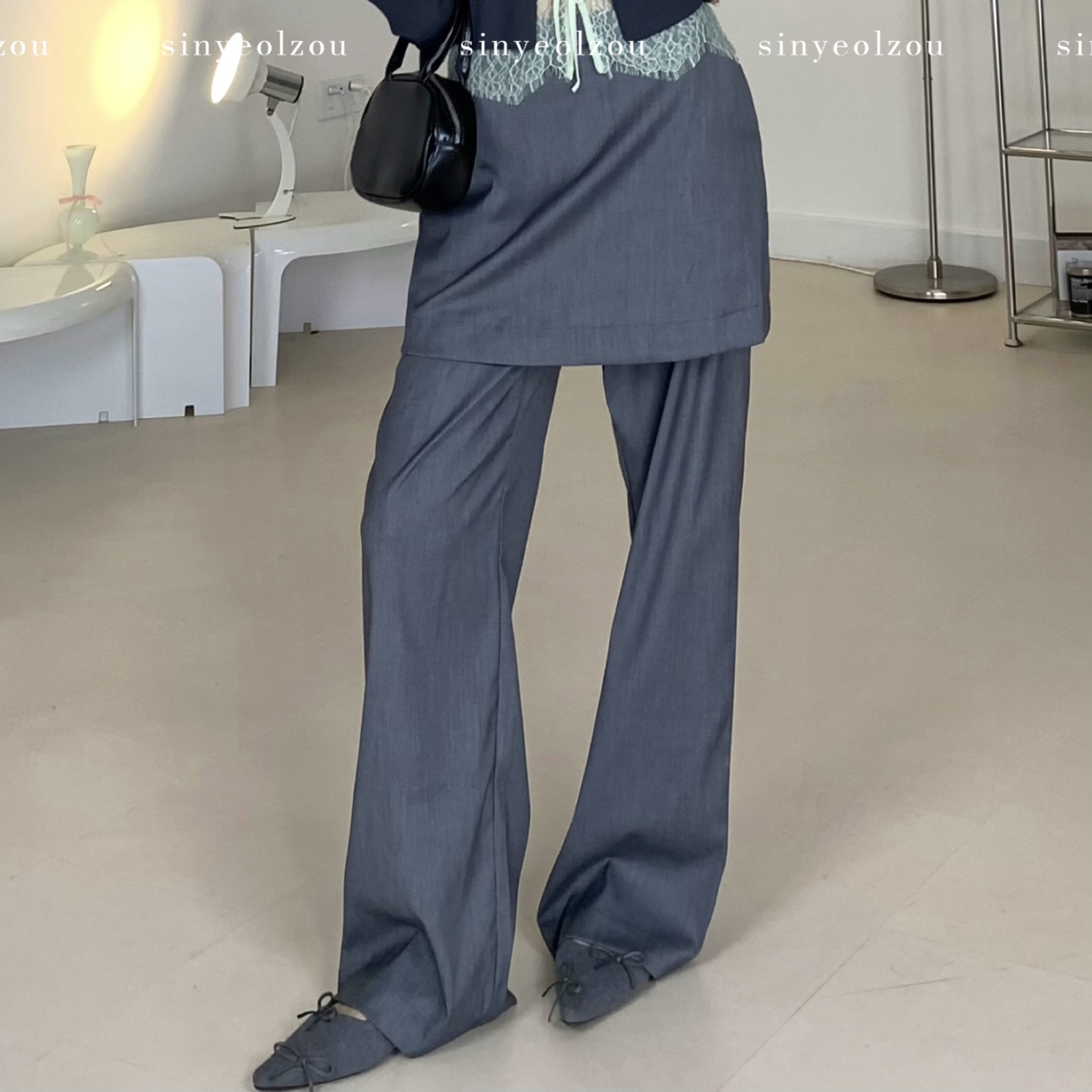 sinyeolzou 韩女裙裤款灰西裤 #5035