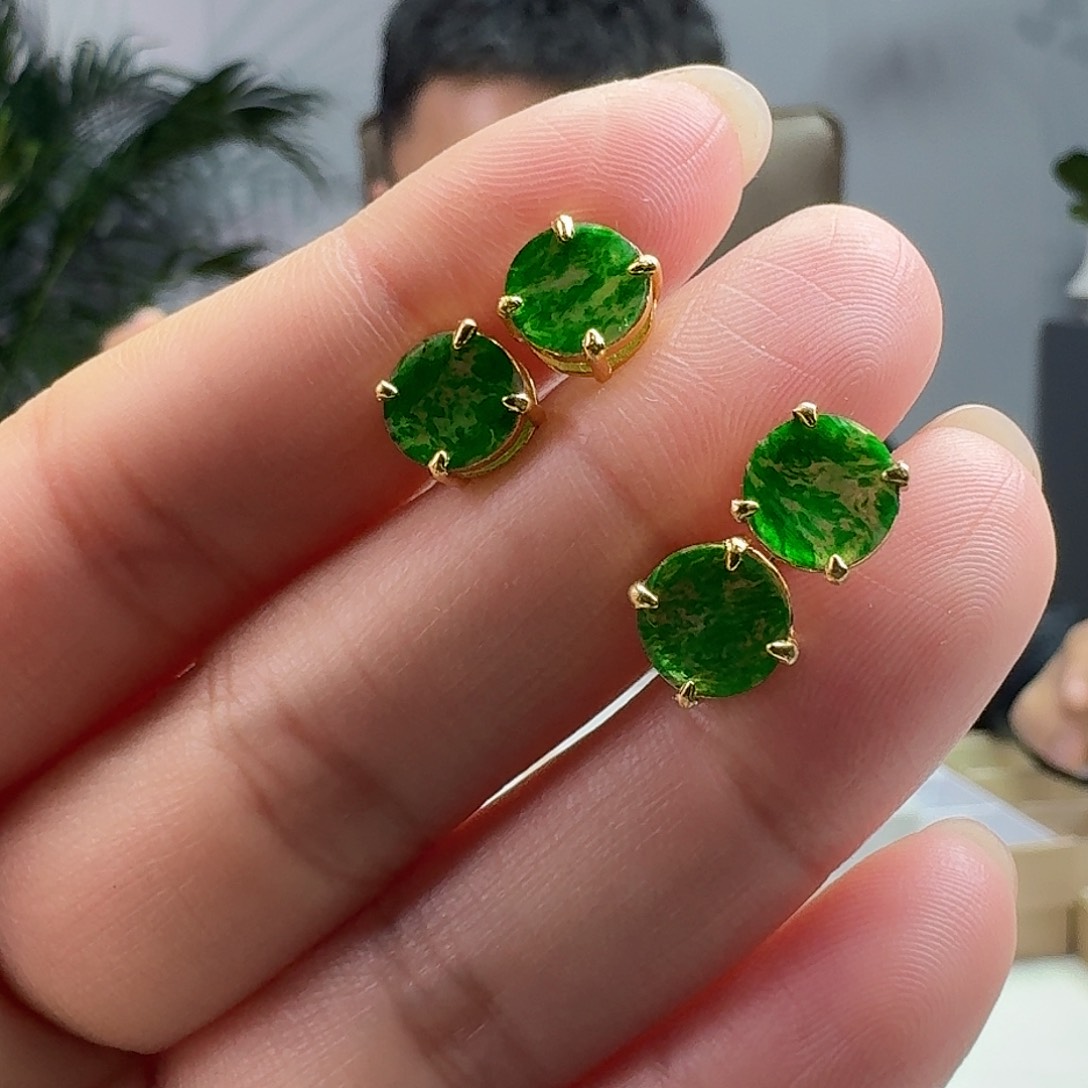 翡翠耳饰银S925镶嵌多样性发货其一